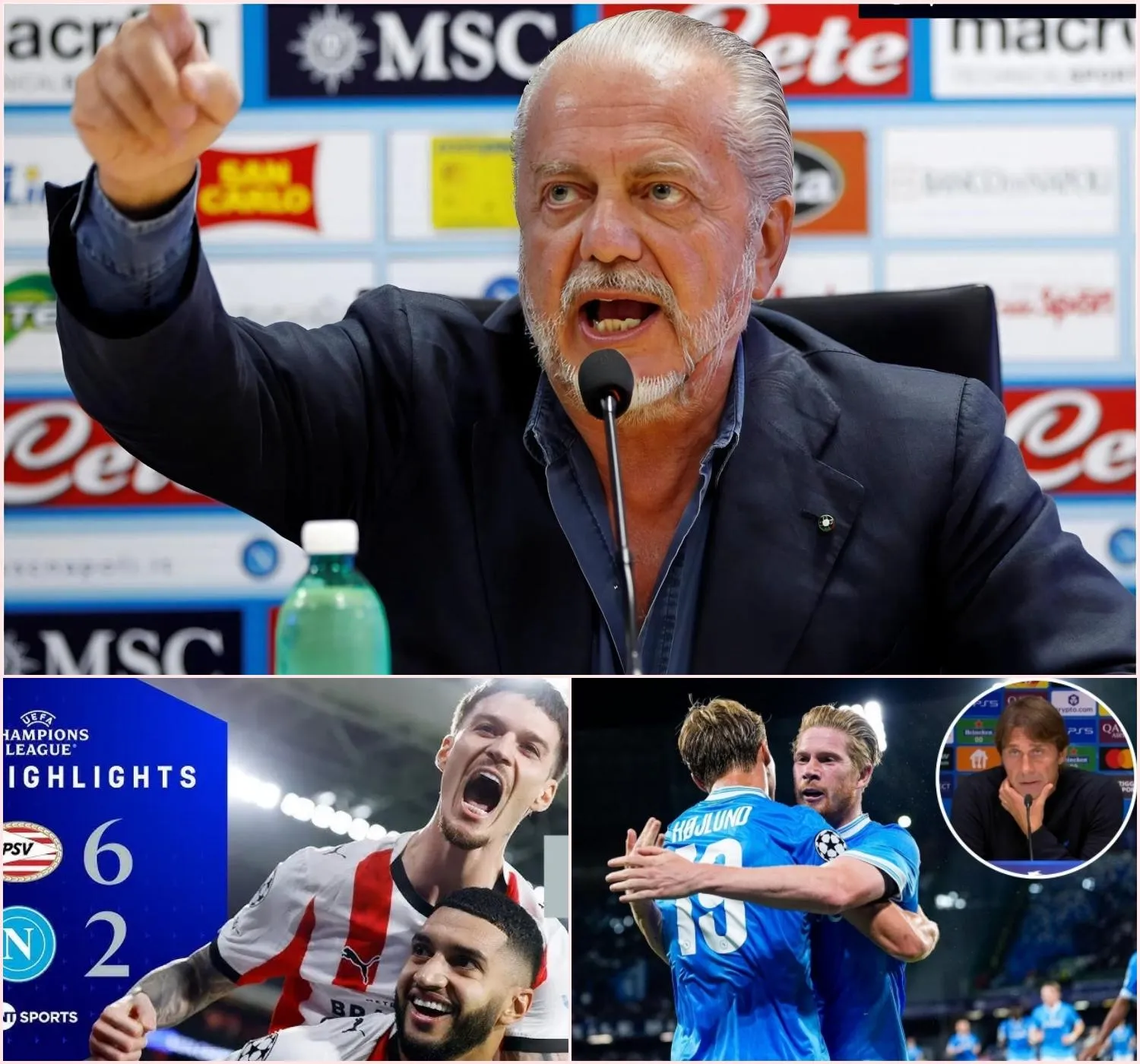 Cover Image for COUP DE TONNERRE EN SERIE A ! Le président de Naples explose de colère et ÉCARTE CINQ CADRES après la déroute 2–6 — les noms des bannis font trembler tout le vestiaire…