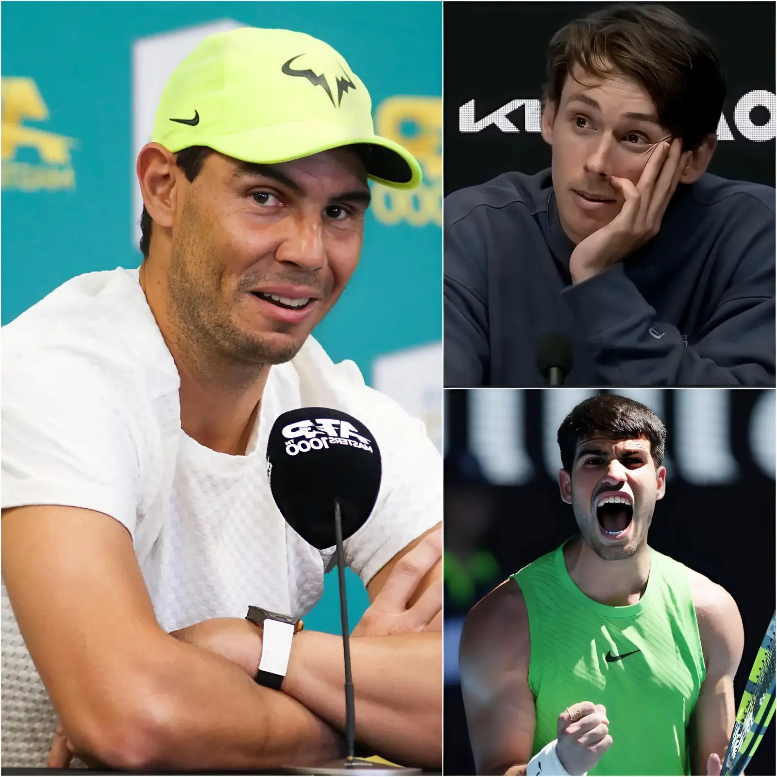 Cover Image for 💥 «¡Solo es un tramposo y nunca estará a mi nivel!» Alex de Minaur desató una auténtica tormenta en el mundo del tenis al lanzar un ataque frontal contra Carlos Alcaraz inmediatamente después de su derrota en los cuartos de final del Australian Open 2026. La declaración sacudió de inmediato los vestuarios, dividió a los aficionados de todo el mundo y encendió las redes sociales en cuestión de segundos. Menos de diez minutos después, el drama dio un giro inesperado cuando Rafa Nadal decidió intervenir. Con calma absoluta y una intención muy clara, pronunció una sola frase — fría, elegante y cargada de clase — suficiente para cortar el caos de raíz, darle la vuelta por completo a la narrativa y convertir la provocación de de Minaur en uno de los momentos más controvertidos de todo el torneo. 👇👇