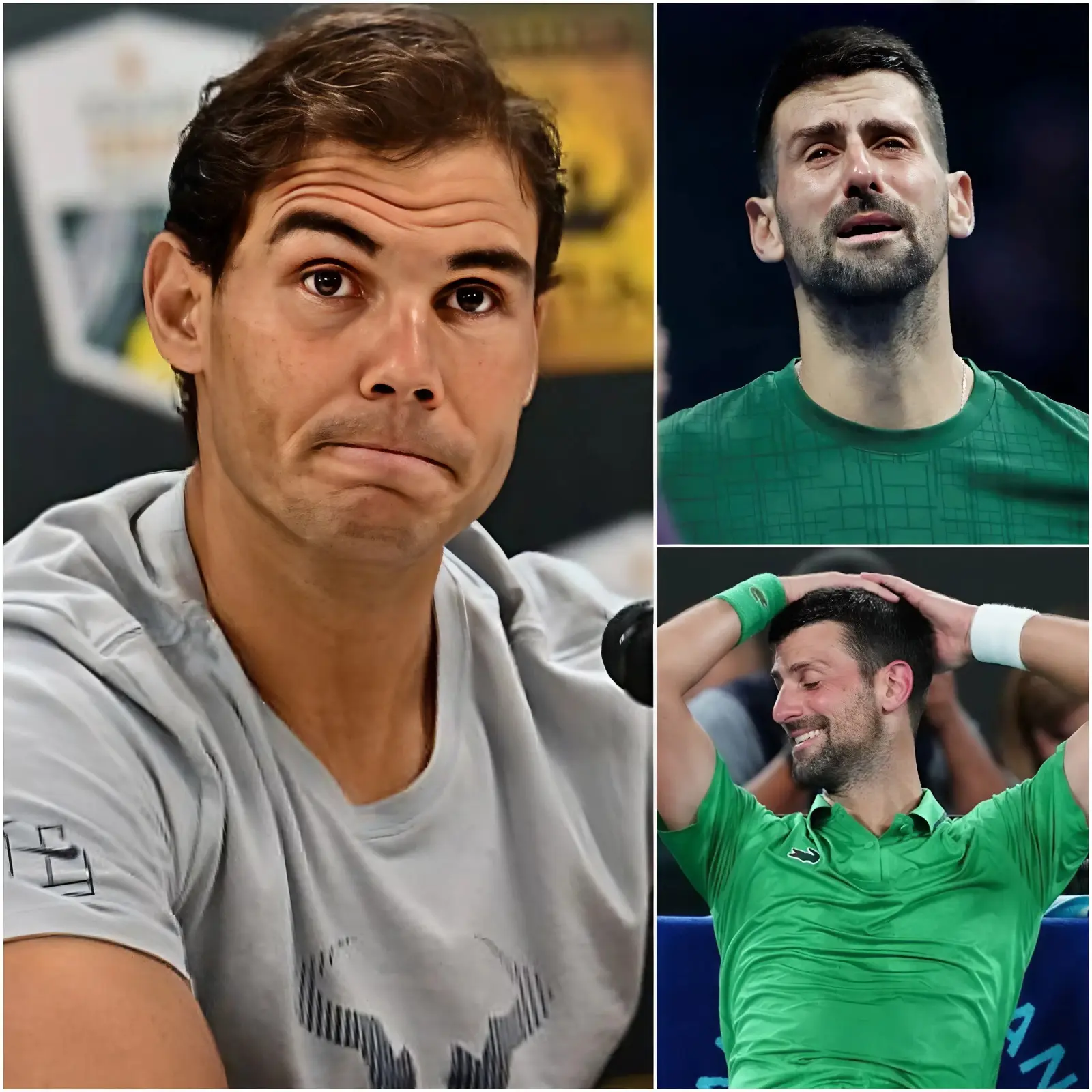 Cover Image for 🔴 « C’EST UNE LÉGENDE… ET J’AI MAL AU CŒUR POUR LUI » — SÉISME ÉMOTIONNEL À MELBOURNE : Rafael Nadal BRIS E UN SILENCE LOURD DE NOMBREUSES ANNÉES après la défaite cruelle de Novak Djokovic en finale de l’Open d’Australie 2026, prenant publiquement la défense de son rival historique face à une pression jugée INHUMAINE. Mais le moment le plus bouleversant survient quelques heures plus tard : face caméra, le regard tremblant et chargé de non-dits, Djokovic répond à Nadal par UNE SEULE PHRASE — un instant irréel qui fige la salle, plonge le monde du tennis dans un silence glaçant et fait couler des larmes jusqu’aux plus grands champions… 😭🎾