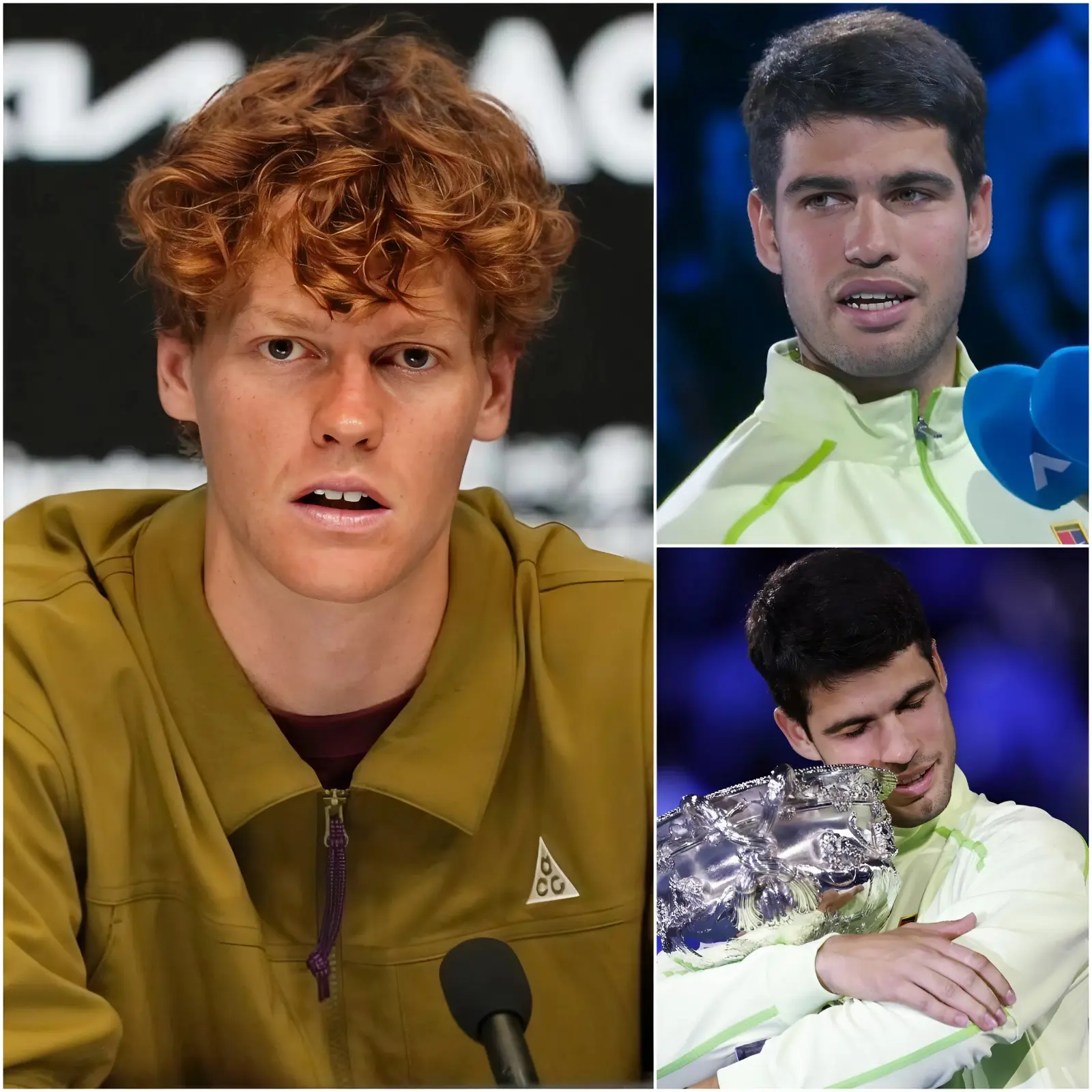 Cover Image for 🔥🔥”Solo es un jugador sobrevalorado.” Jannik Sinner causó conmoción al hacer una declaración irónica y provocadora sobre la victoria de Carlos Alcaraz, afirmando que no merecía ganar y que fue solo cuestión de suerte. Este incidente desató una ola de críticas por parte de los aficionados y expertos. Sin embargo, Carlos Alcaraz mantuvo la calma y respondió de manera serena, siendo elogiado por su humildad y profesionalismo en cada uno de sus actos.