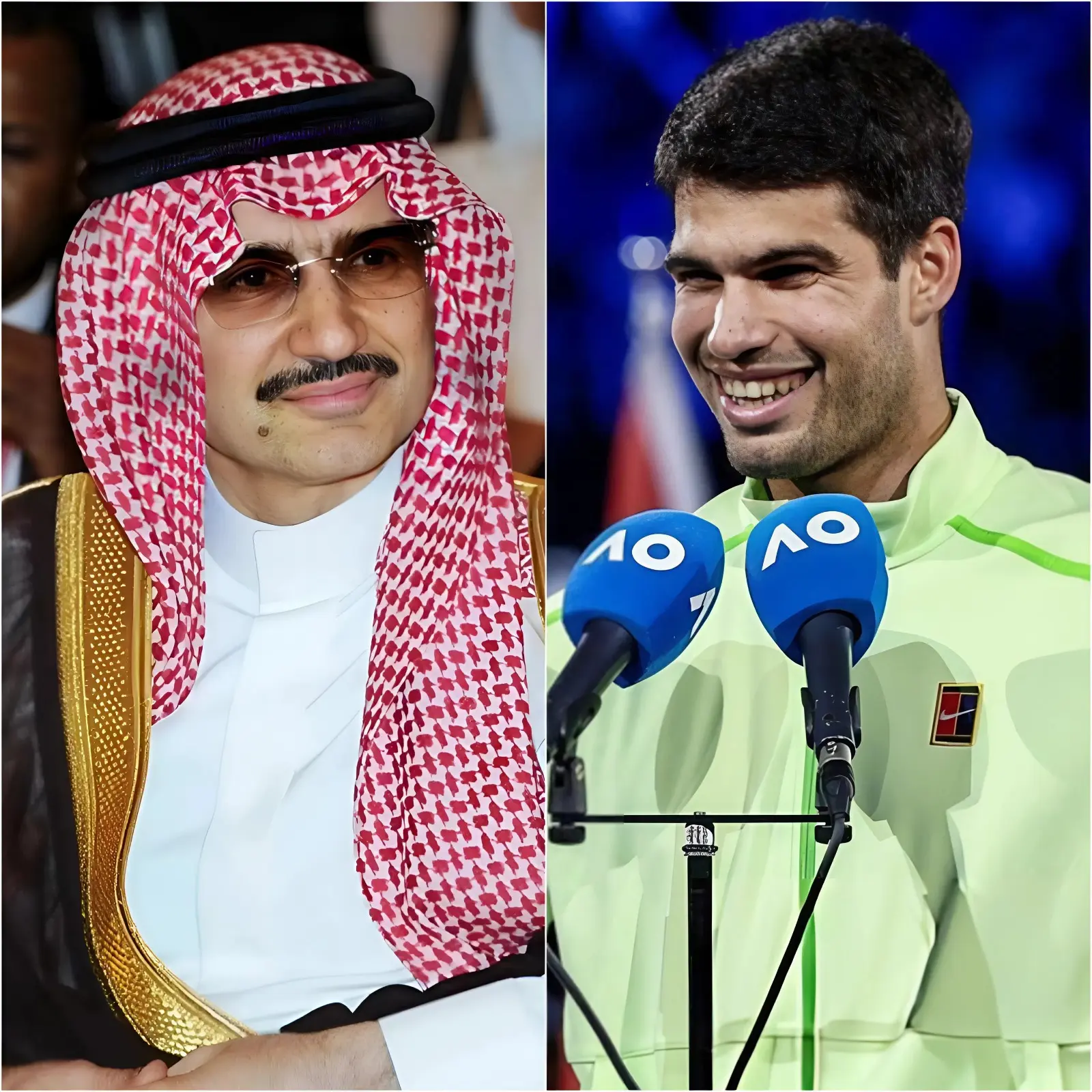 Cover Image for “Soy un padre y haré cualquier cosa para hacer feliz a mi hija. Carlos Alcaraz, eres la inspiración de mi hija, Aisha. Me gustaría ofrecer 10 millones de dólares para comprar la raqueta que utilizaste para ganar el reciente US Open 2026. No es solo un objeto, sino un símbolo de pasión. ¡Por favor, contáctame!” — Sheikh Khalid Al-Rashid, un magnate petrolero con una fortuna estimada en más de 50 mil millones de dólares, hizo inesperadamente la propuesta de comprar la raqueta que Alcaraz acababa de usar, con la intención de dársela como regalo de cumpleaños a su hija, una ferviente admiradora del tenista. Cinco segundos después, Alcaraz no dudó y dio una respuesta que hizo llorar a Aisha Al-Rashid, ya que nunca imaginó que la estrella pudiera decir palabras tan sinceras.