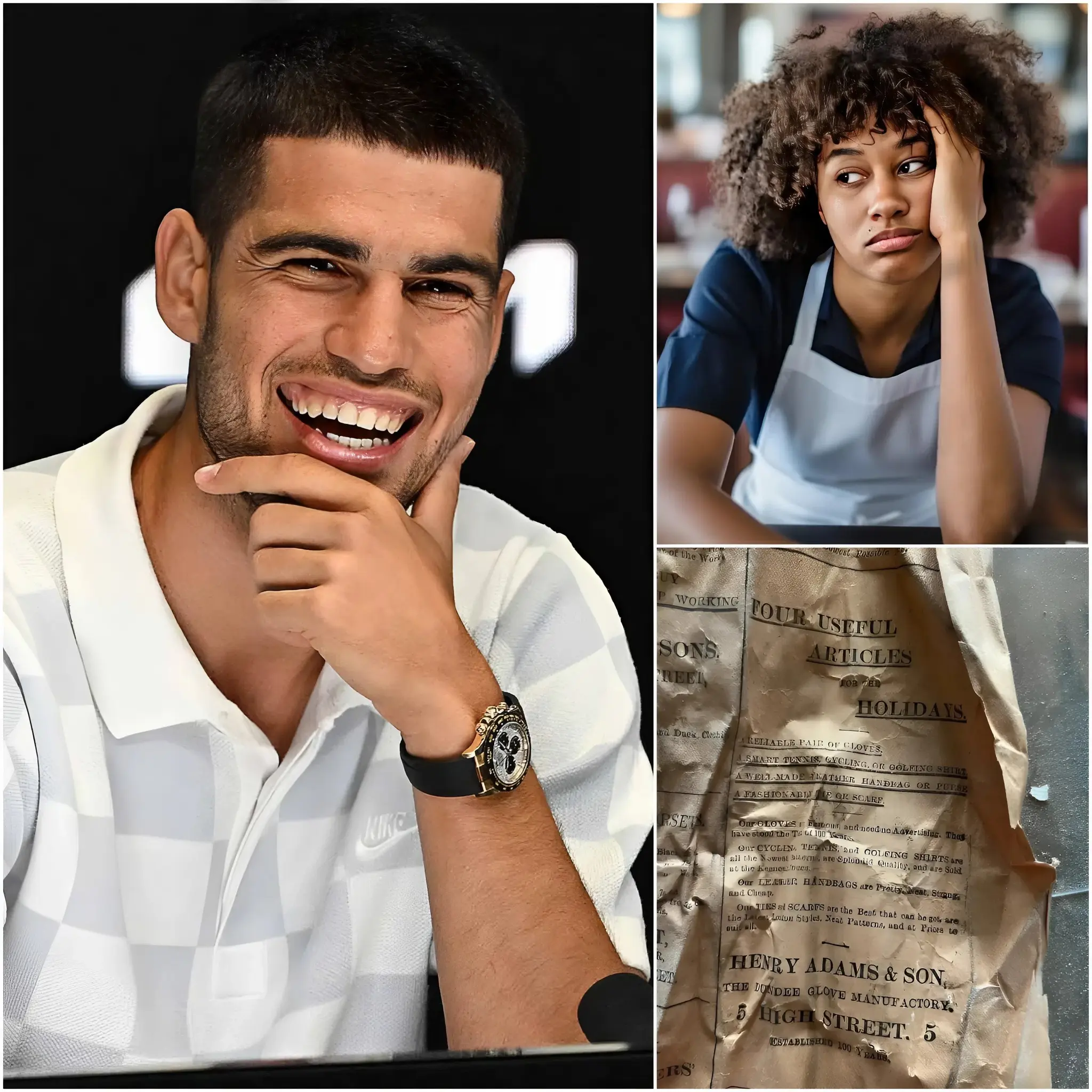 Cover Image for BUENAS NOTICIAS 🚨 Lily, una camarera de 22 años, no tenía idea de que el hombre tranquilo al que atendía era Carlos Alcaraz, la superestrella del tenis de talla mundial. Sentado discretamente, Alcaraz cenó con sencillez, sin llamar la atención y evitando los focos o cualquier forma de alarde. Cuando se fue, dejó sobre la mesa una nota cuidadosamente doblada, acompañada de una amable sonrisa. Cuando Lily lo abrió, rompió a llorar: ese momento marcaría un punto de inflexión completamente nuevo en su vida.