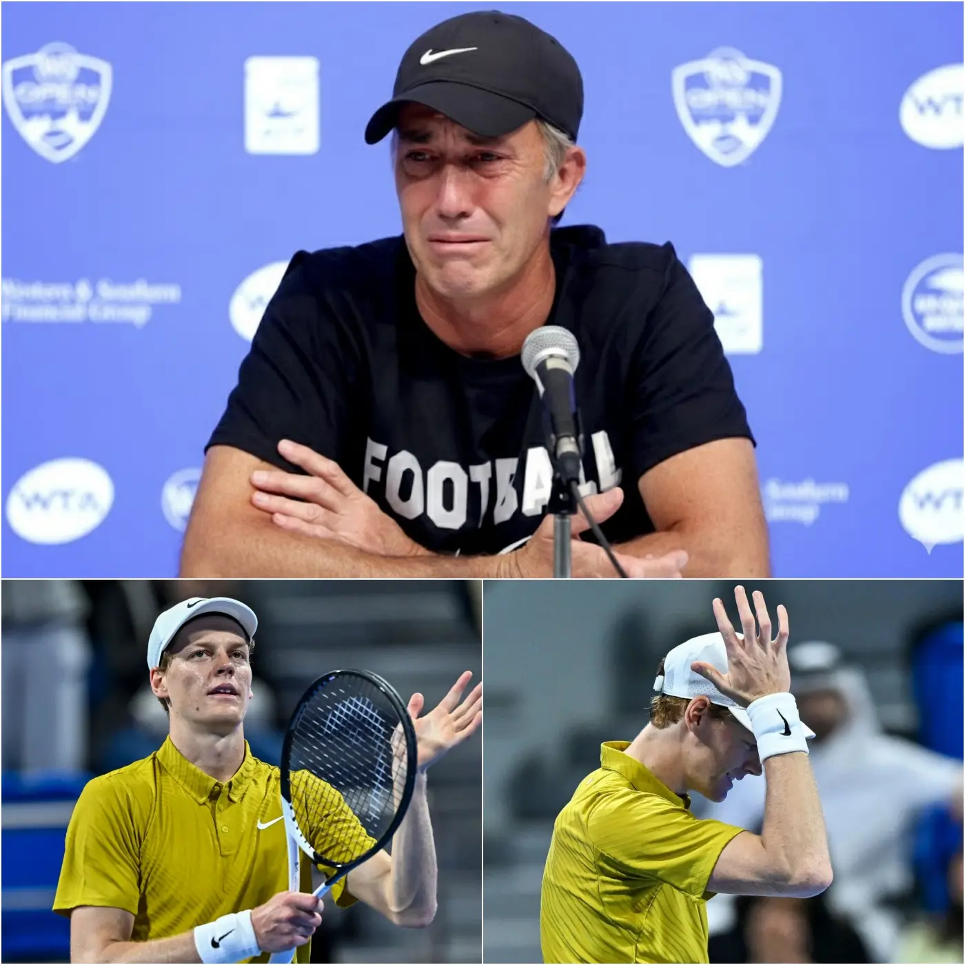 Cover Image for 🚨 NOTIZIA LACRIMEVOLE — Poco fa, l’allenatore Darren Cahill ha preso la parola chiedendo a tutti di criticare lui invece di Jannik Sinner, dopo che il tennista numero 1 al mondo è stato attaccato dalla comunità del tennis per la deludente sconfitta contro Jakub Mensik al Qatar ExxonMobil Open. “Criticate me al posto suo perché in realtà nessuno sa il vero motivo per cui ha perso ed è perché…” ha detto con il volto pieno di emozione e le lacrime agli occhi. Ma meno di 10 minuti dopo Jannik Sinner ha parlato spiegando il vero motivo della sconfitta, lasciando i fan con il cuore spezzato e pieni di rimorso…