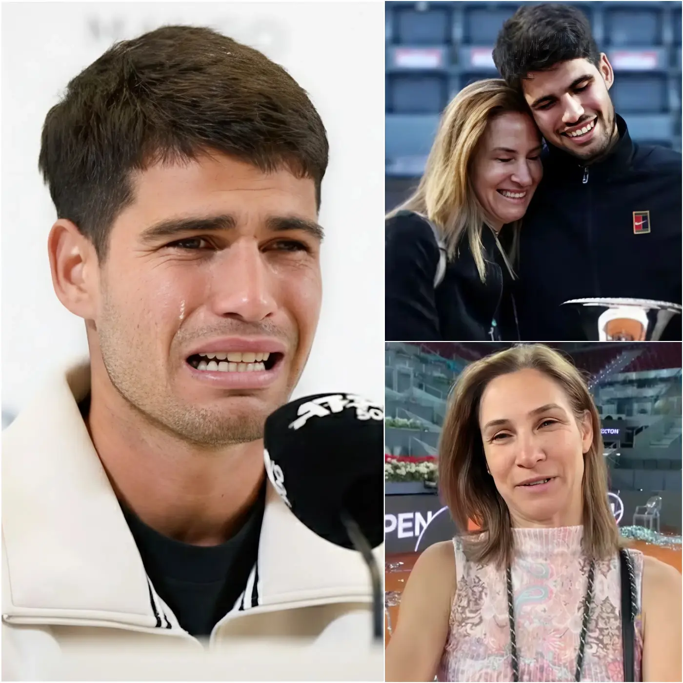 Cover Image for “TODO POR MI MADRE.” Carlos Alcaraz rompió en lágrimas mientras pedía perdón a su madre con un gesto inesperado, revelando que había utilizado todo el dinero del premio de la final del Qatar Open para pagar su tratamiento médico tras enterarse de que estaba atravesando una grave condición de salud. Su acción, tomada inmediatamente después de recibir la noticia, conmovió a todo el mundo del tenis.