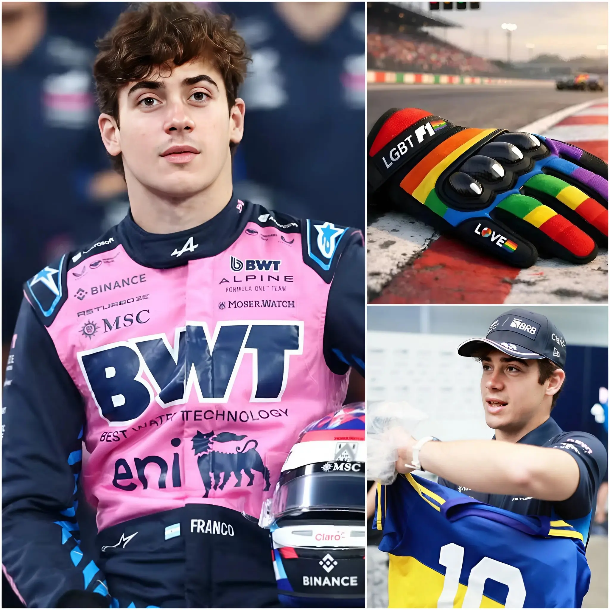 Cover Image for 🚨DECISIÓN CONTUNDENTE: Franco Colapinto anunció que no utilizará guantes con el símbolo del arcoíris LGBTQ+ durante la temporada 2026 de Fórmula 1, afirmando que el automovilismo debe enfocarse exclusivamente en el rendimiento en pista y mantenerse al margen de mensajes sociales. Su postura generó una inmediata controversia en el paddock, dividiendo opiniones entre quienes defienden su libertad de convicciones personales y quienes consideran que la F1 debe seguir promoviendo activamente valores de inclusión y diversidad.