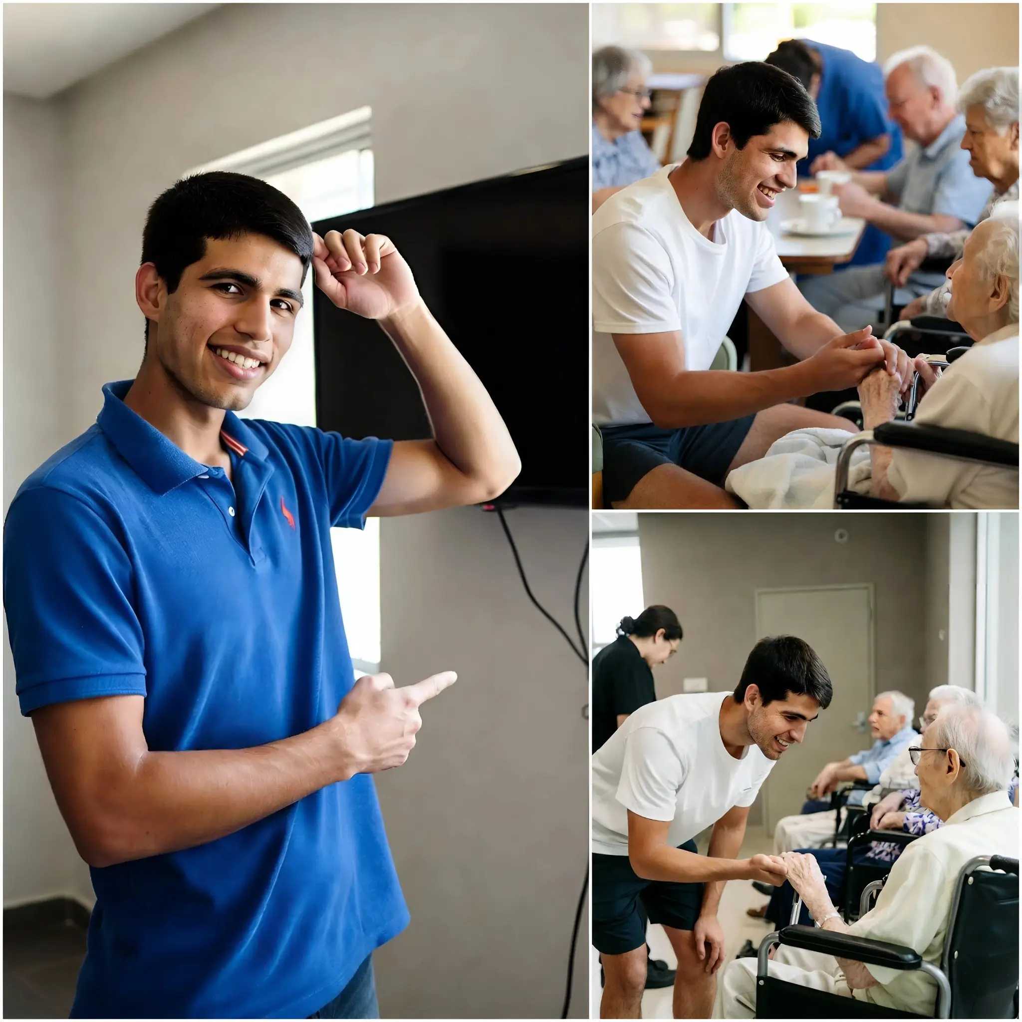 Cover Image for ❤️ Carlos Alcaraz emocionó a toda España con una visita inesperada a una humilde residencia de mayores en Murcia, donde llevó nuevos televisores y, sobre todo, tiempo y cariño para quienes más lo necesitan. Con palabras llenas de sensibilidad, afirmó: “Nuestros mayores son nuestras raíces; nos enseñan a amar y a resistir.” El instante más conmovedor llegó cuando una anciana le entregó un pañuelo bordado a mano, un gesto sencillo pero cargado de historia y gratitud. En cuestión de horas, las redes sociales se inundaron de mensajes de orgullo y emoción ante la humanidad del joven campeón.