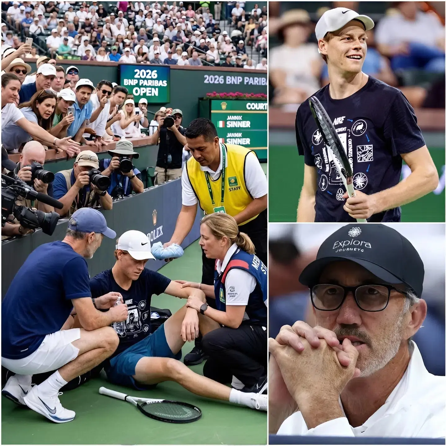 Cover Image for 😢🚨15 MINUTI FA: Panico e ansia si sono diffusi tra i campi di allenamento gremiti dell’Indian Wells Tennis Garden quando l’amata stella del tennis numero 1 al mondo Jannik Sinner è improvvisamente collassato durante un’intensa sessione di allenamento, pochi giorni prima dell’inizio del BNP Paribas Open 2026. Allenatori, fisioterapisti, personale medico del torneo e addetti alla sicurezza si sono precipitati ad assisterlo, mentre altri giocatori si allenavano nelle vicinanze, i media e la folla di tifosi osservavano in silenzio e profonda preoccupazione. Ora abbiamo un aggiornamento emozionante sulla grave battaglia per la salute che Jannik sta affrontando a seguito delle immense pressioni derivanti dal suo instancabile programma 2025-2026, dalle difese consecutive dei titoli del Grande Slam e dal peso schiacciante delle aspettative come volto indiscusso del tennis italiano e nuovo portabandiera mondiale di questo sport…