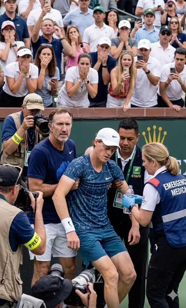 Cover Image for 30 MINUTI FA: Il panico ha attanagliato il mondo del tennis quando il numero 2 del mondo Jannik Sinner è improvvisamente collassato durante un’intensa sessione di allenamento all’Indian Wells Tennis Garden in vista del BNP Paribas Open 2026. Il personale di sicurezza e lo staff medico del torneo sono corsi immediatamente in suo aiuto, mentre gli spettatori attoniti, tra cui altri giocatori, allenatori e centinaia di tifosi che assistevano dagli spalti, osservavano in silenzio e sotto shock. Ora, abbiamo un aggiornamento straziante sulla battaglia di Jannik Sinner contro un grave problema di salute… LEGGI LA STORIA COMPLETA QUI 👇