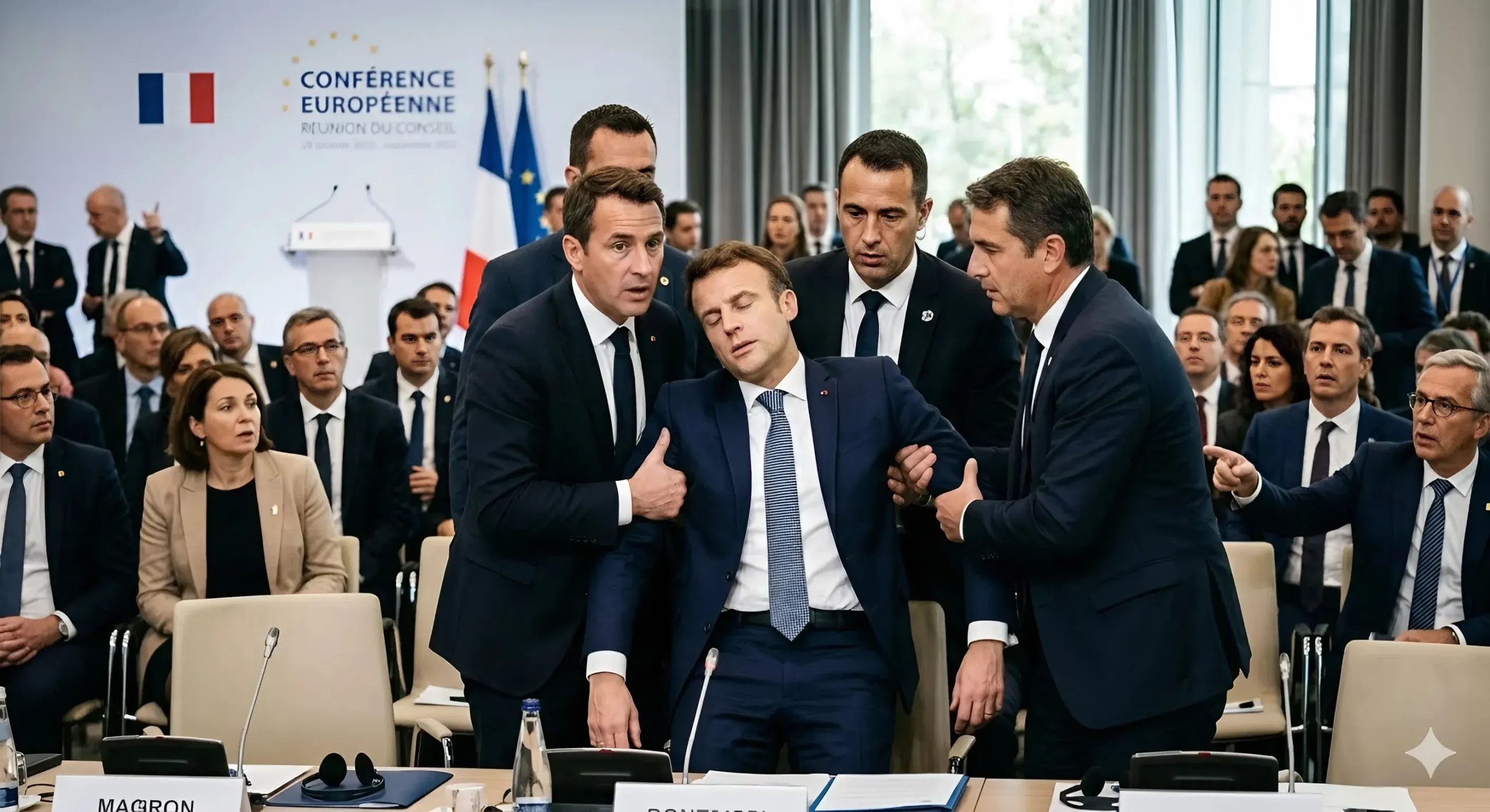 Cover Image for 🚨 IL Y A 15 MINUTES : La panique s’est emparée de la salle de réunion du gouvernement lorsque le président de la République française s’est soudainement effondré au cours d’une réunion particulièrement éprouvante. Les forces de sécurité et les médecins du gouvernement sont immédiatement intervenus pour lui porter secours, tandis que la foule — composée de parlementaires et de milliers de citoyens — observait en silence, stupéfaite et incrédule. Nous disposons désormais d’une mise à jour émouvante concernant le combat de Emmanuel Macron contre une grave maladie… 👇👇