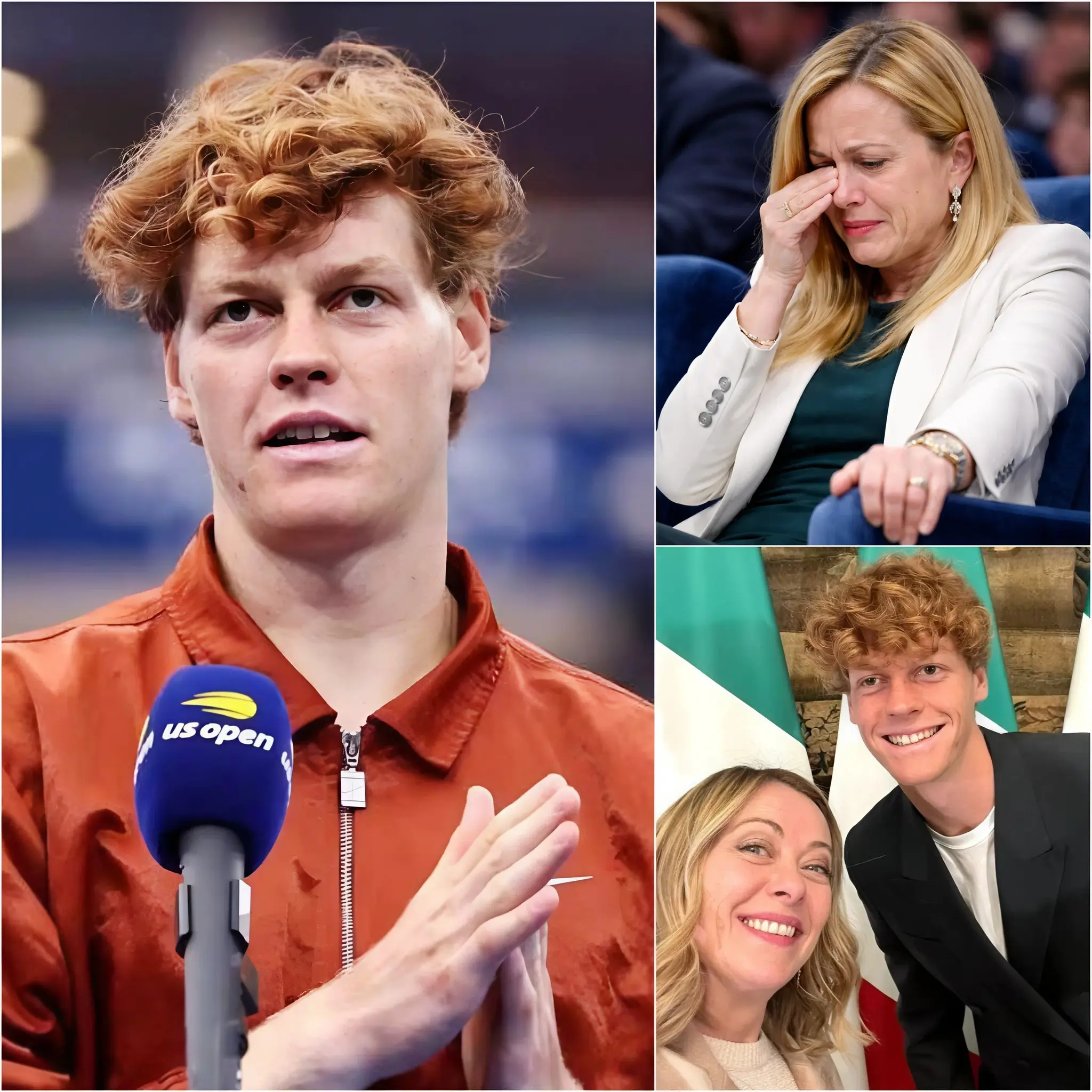 Cover Image for Jannik Sinner sale sul palco con il suo solito atteggiamento calmo, ma nei suoi occhi oggi si legge qualcosa di diverso, più profondo. Dopo poche parole di ringraziamento, si ferma, guarda direttamente il Primo Ministro Giorgia Meloni seduta in prima fila e, con la voce leggermente tremante, le rivolge un messaggio pieno di emozione. La sala cade improvvisamente in un silenzio assoluto mentre Sinner abbassa lo sguardo, visibilmente commosso. Meloni, colpita dalle sue parole, non riesce a trattenere le lacrime davanti a migliaia di spettatori e alle telecamere. Dopo alcuni istanti di stupore, l’intera sala esplode in un lungo e fragoroso applauso. 💗🎾