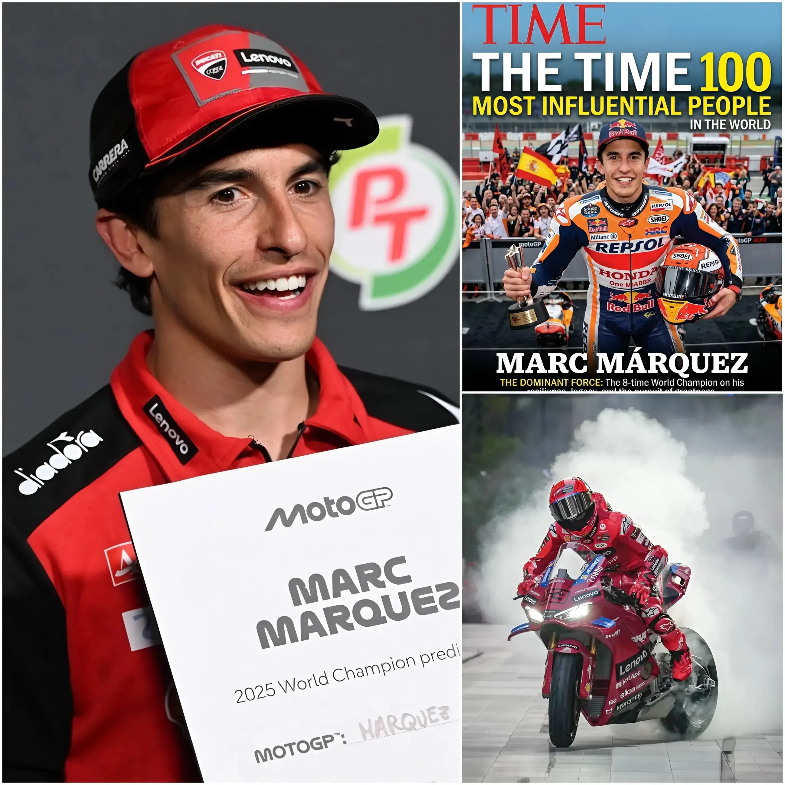 Cover Image for 🚨 CONFIRMED: Marc Márquez, star rider of MotoGP, has officially been named by Time magazine as one of the 100 most influential people in global sports. With outstanding performances on the international stage, a powerful presence in the world of motorcycle racing, and a rapidly growing fanbase, there is no doubt that Marc Márquez has had an extraordinary year. From headline-making results on the track to inspiring a new generation of riders, his impact now reaches far beyond the racetrack… 👇👇 DISCOVER THE DETAILS