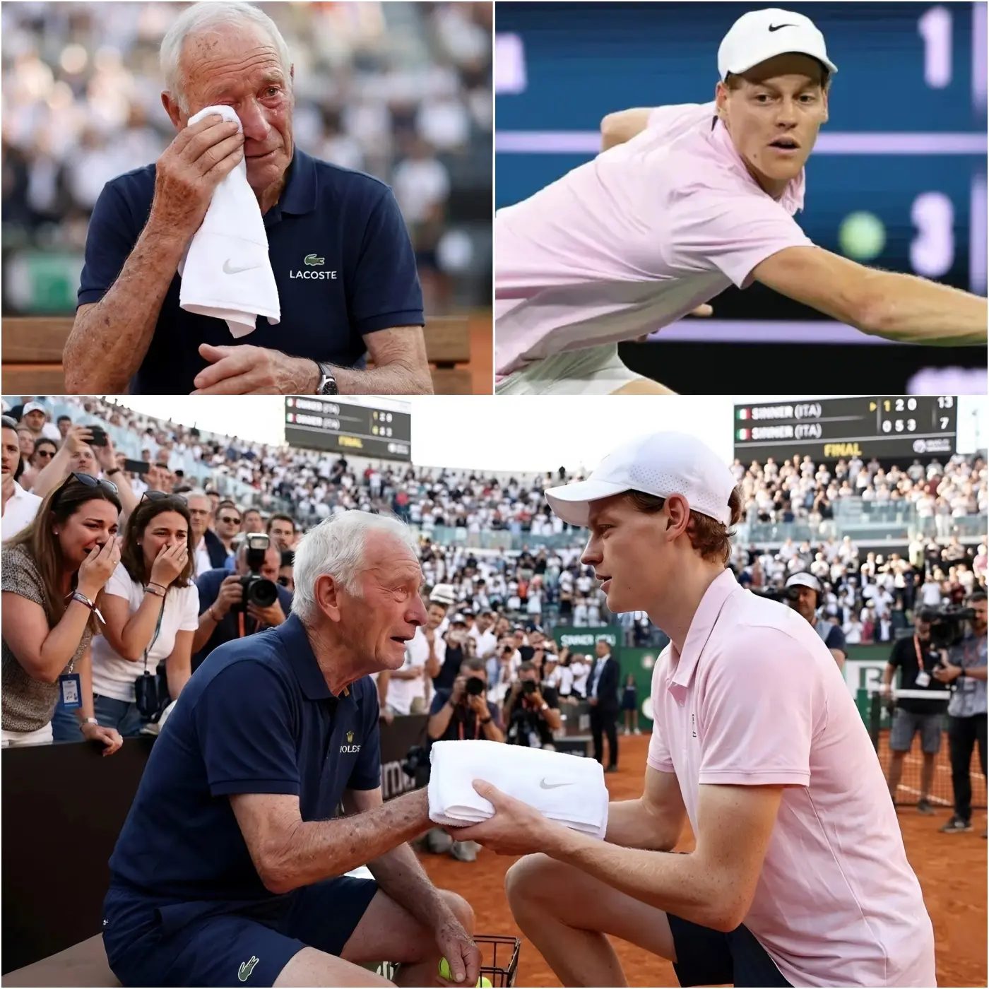 Cover Image for TUTTE LE TRIBUNE SI SONO ESPLOSE: Jannik Sinner si è avvicinato a un anziano signore – dopo la vittoria Jannik Sinner non ha festeggiato subito, ma ha notato un signore di circa 70 anni che era ancora lì a guardare la sua partita.
