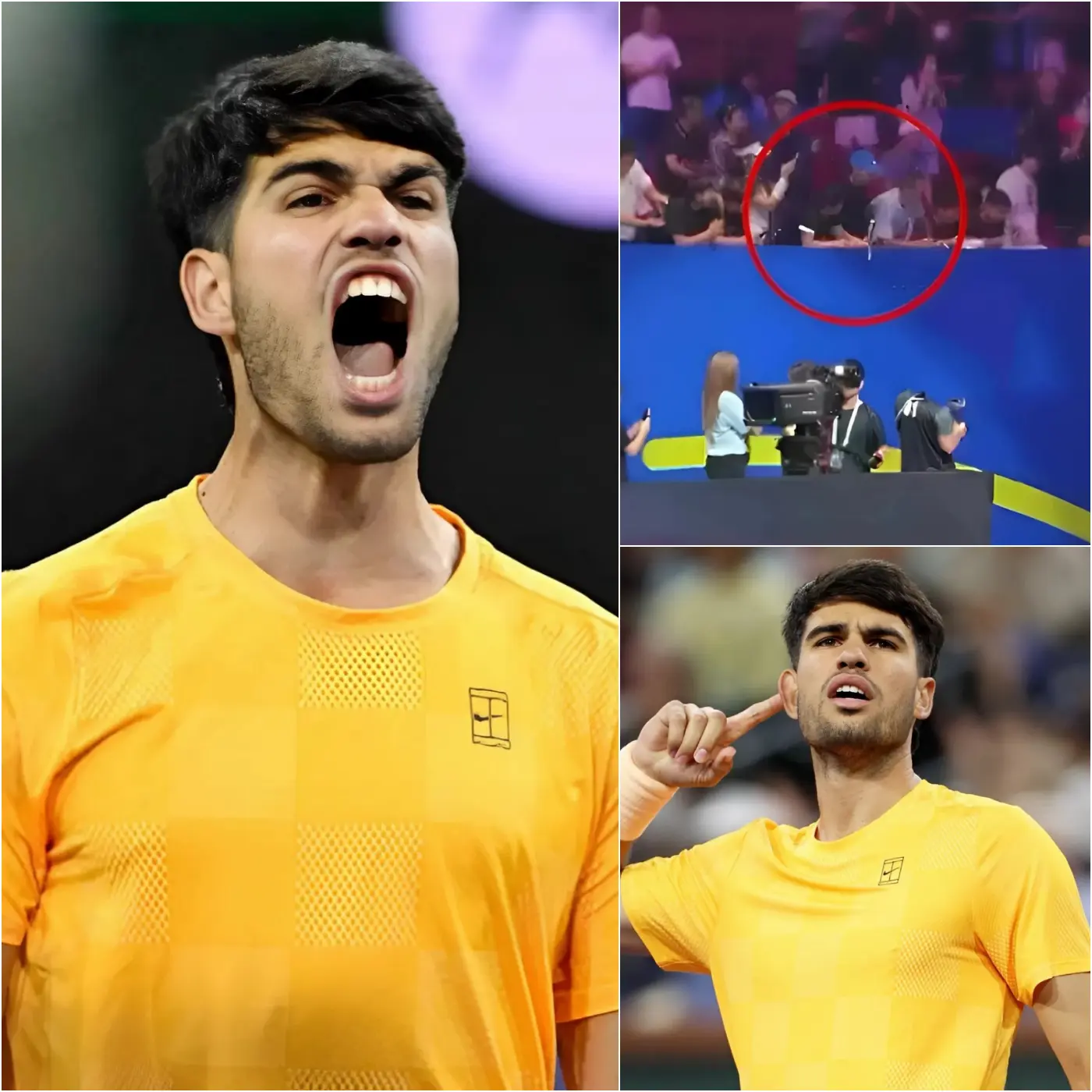 Cover Image for 🚨 ÚLTIMA HORA – CAOS EN EL Indian Wells Masters 2026: Tras un partido intenso, el ambiente en la pista se volvió repentinamente caótico cuando un aficionado fuera de control lanzó un objeto desde las gradas hacia Carlos Alcaraz, acompañado de ataques verbales dirigidos directamente a su fortaleza mental.