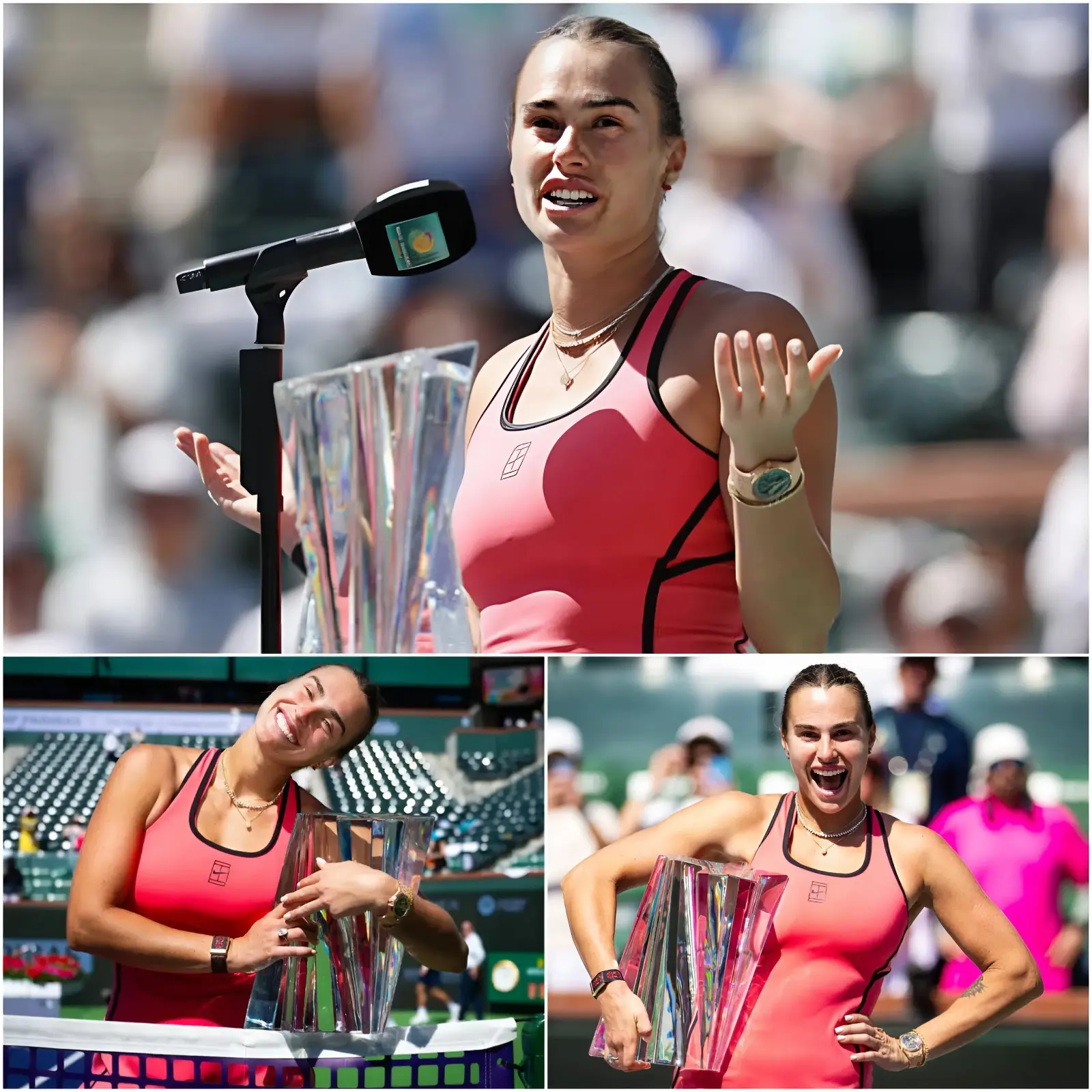 Cover Image for 🏆 Tras su victoria en el Indian Wells Masters, Aryna Sabalenka abandonó la pista envuelta en gloria, pero no con la arrogancia de una campeona recién coronada, sino con la serenidad y la madurez de una verdadera ganadora. Entre los vítores del público, Aryna Sabalenka pronunció unas palabras que poco a poco hicieron que todo el estadio guardara silencio