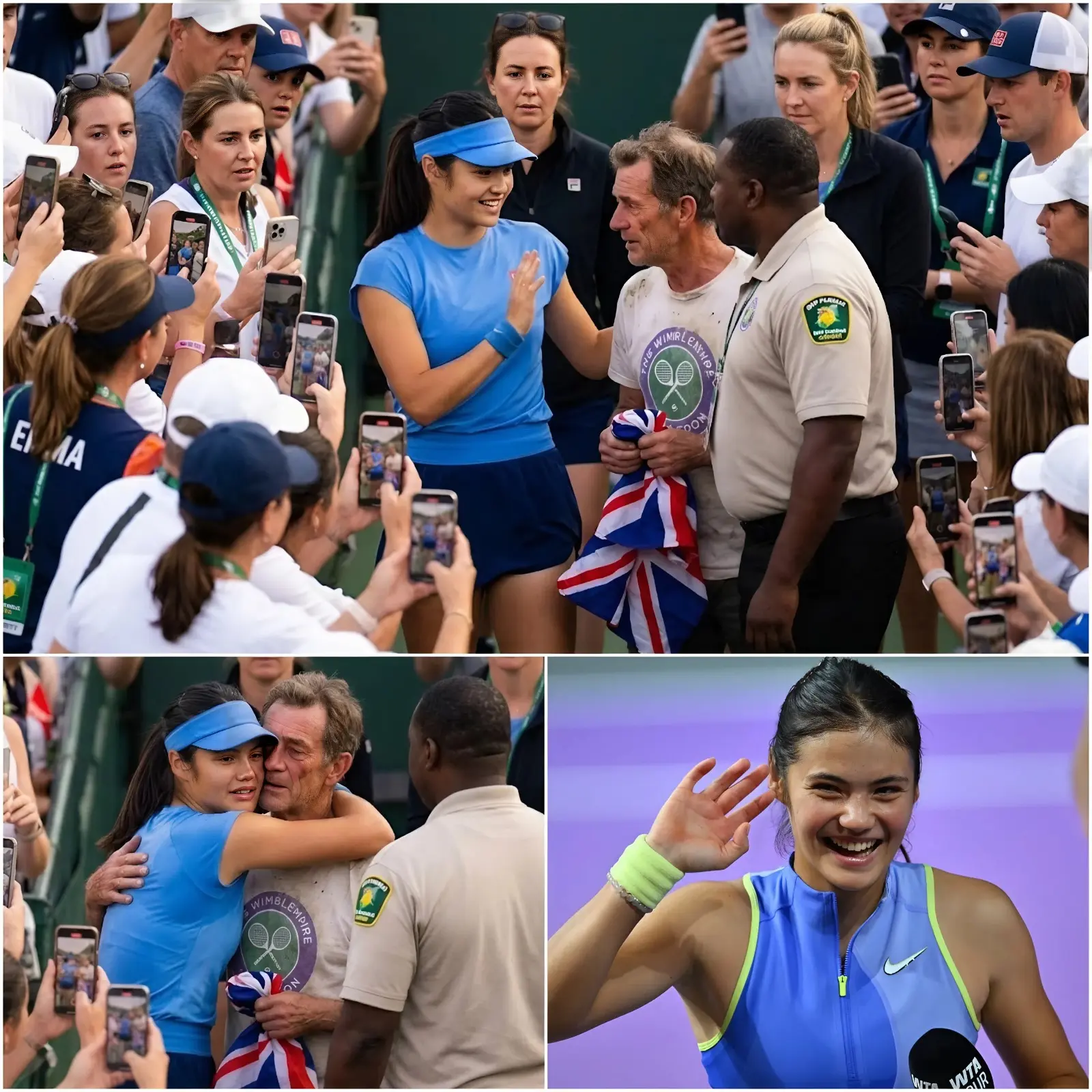 Cover Image for 🚨Security personnel were about to intervene, but Emma Raducanu calmly raised her hand and said, “Let him come closer.”