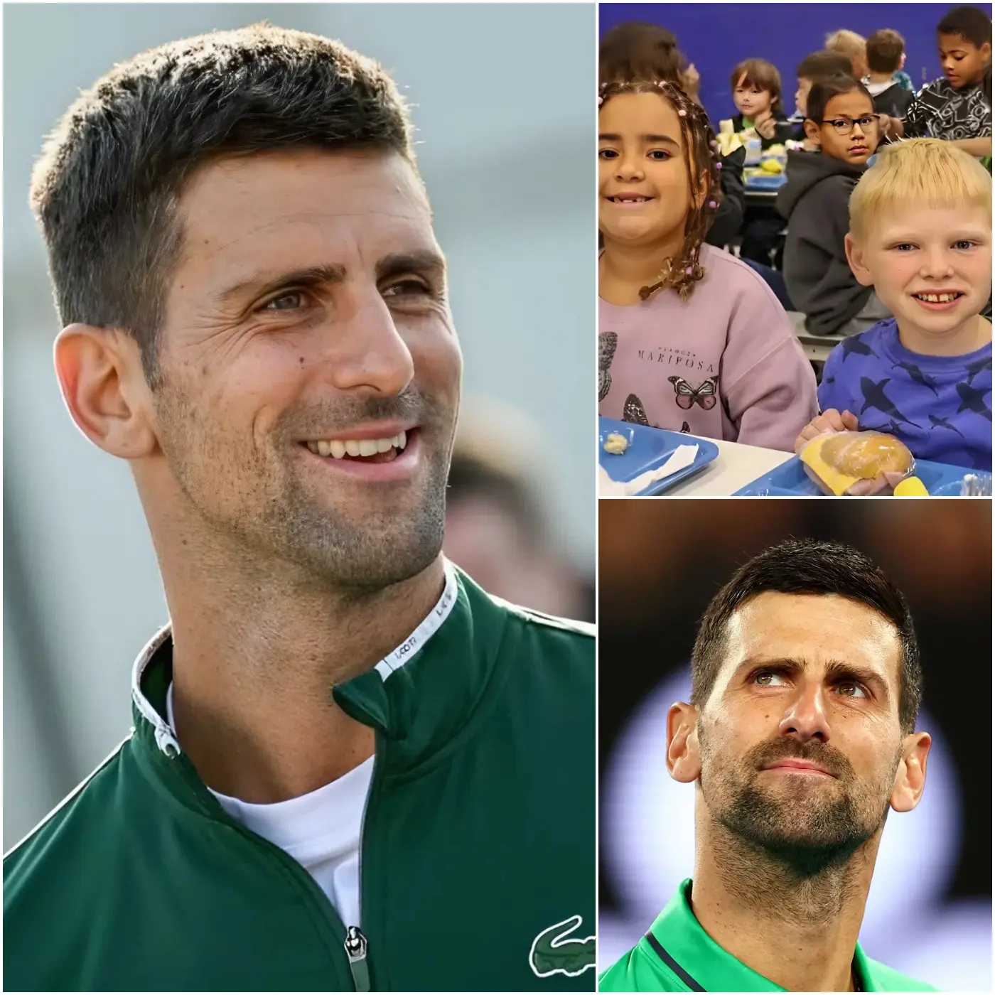 Cover Image for ♥️Novak Djokovic acaba de realizar un “golpe decisivo” por valor de 700.000 USD para cancelar la deuda de almuerzos escolares en 103 escuelas, demostrando que hay victorias que son mucho más importantes que cualquier marcador.