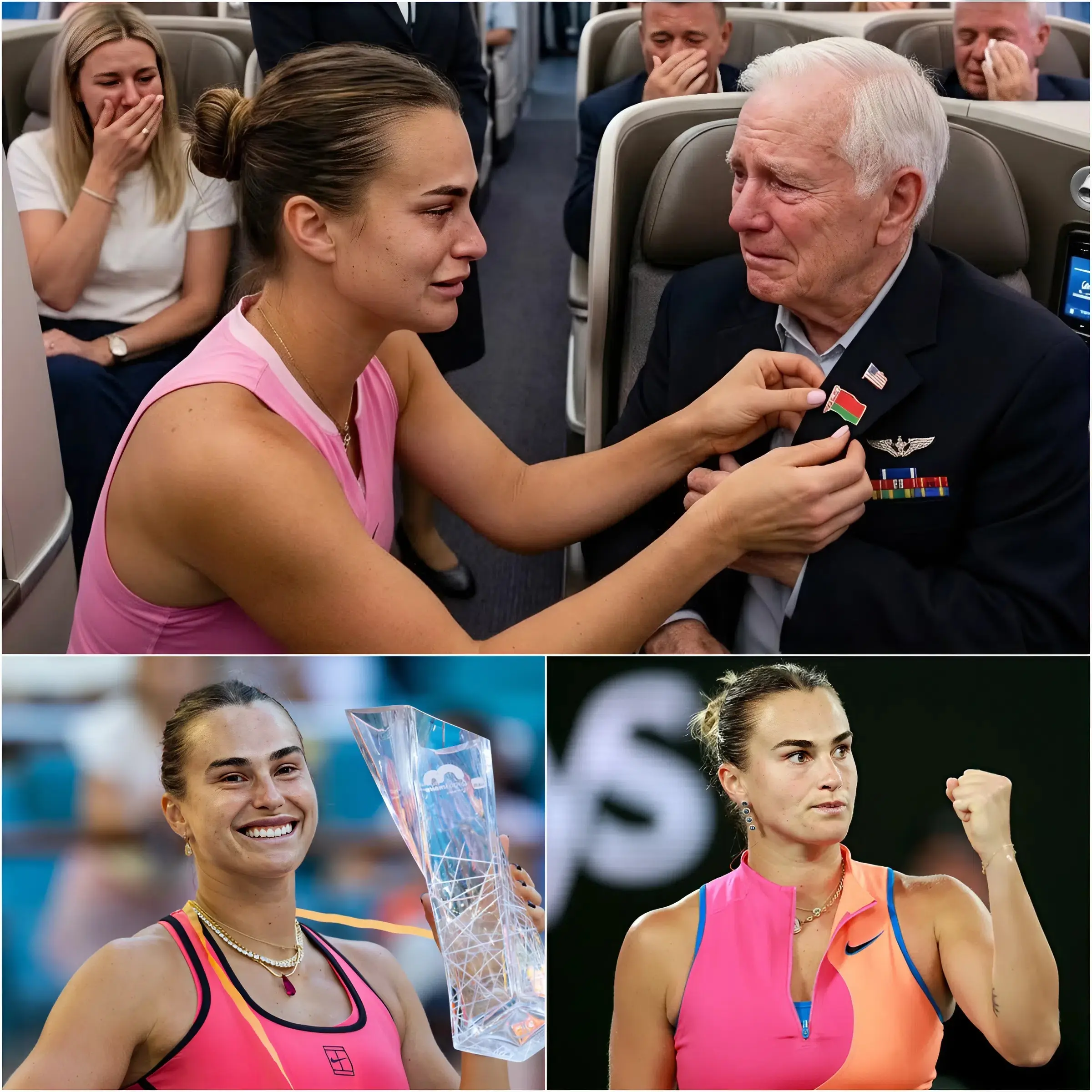 Cover Image for 🔥 HEARTWARMING MOMENT: Aryna Sabalenka STUNS PASSENGERS BY GIVING UP FIRST-CLASS SEAT TO U.S. VETERAN, THEN LEAVES PLANE IN TEARS WITH EMOTIONAL GESTURE THAT SILENCED THE CABIN