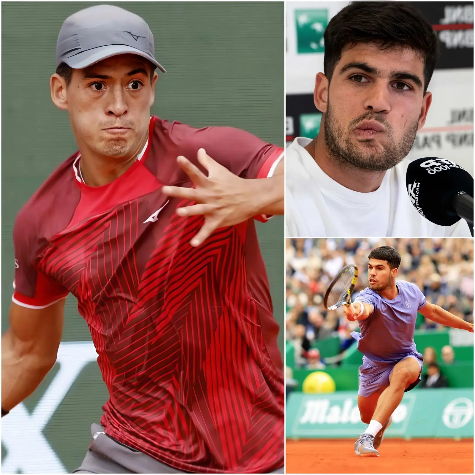 Cover Image for 10 minutos antes del partido: En una entrevista justo antes de su partido de la segunda ronda del Monte-Carlo Masters, Sebastián Báez respondió a una pregunta que comparaba a su rival con Carlos Alcaraz.