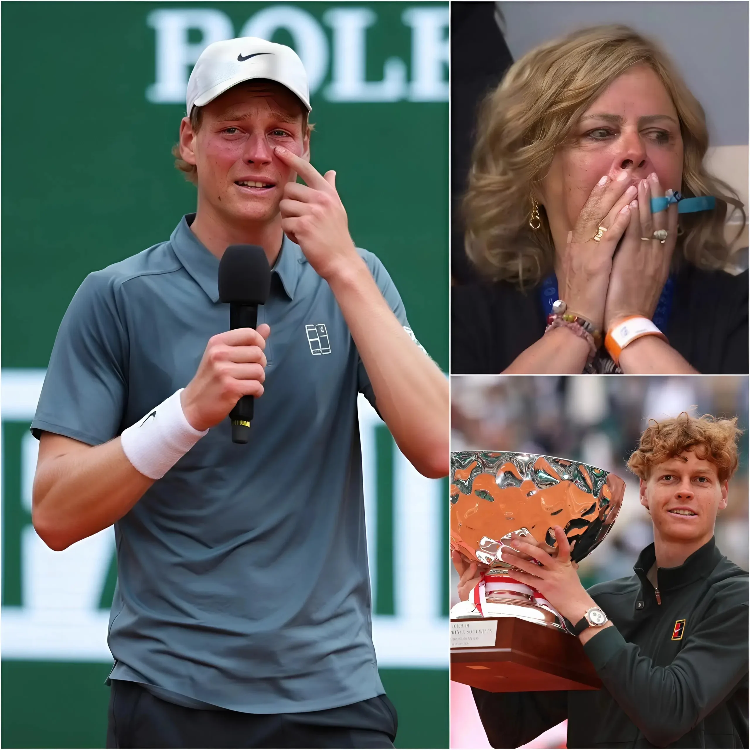 Cover Image for 💝 « Esta victoria… es para mi madre. » Justo después de levantar el trofeo del Masters de Monte-Carlo 2026, Jannik Sinner se detuvo en el centro de la pista de tierra batida, con la voz baja y ligeramente temblorosa.