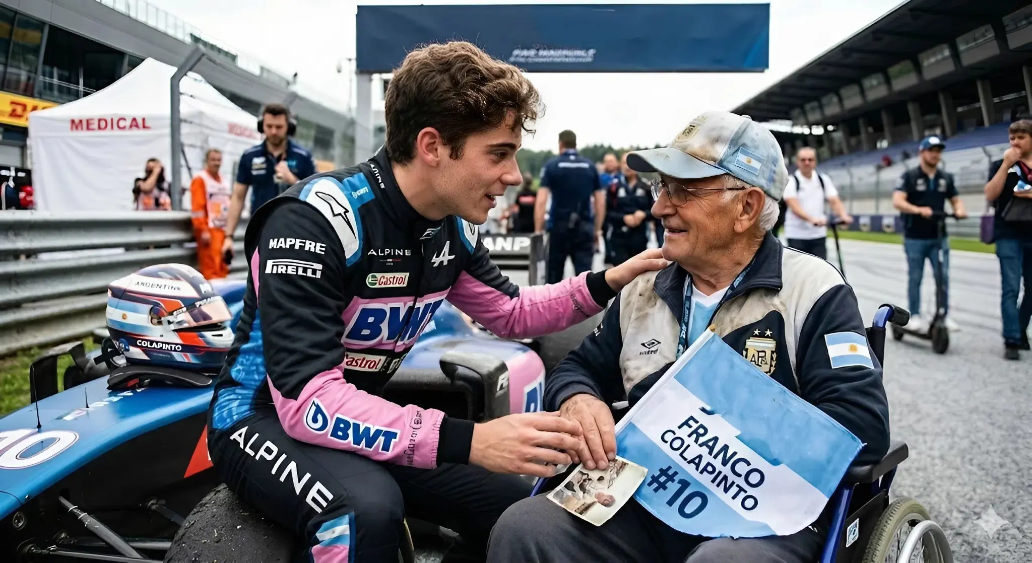 Cover Image for 🚨 Franco Colapinto SORPRENDE AL “SALIR DEL VESTUARIO”, dejando a todo el estadio en un estado de desconcierto mientras la verdad detrás de este extraño comportamiento comienza a revelarse — vinculada a un anciano de 76 años en silla de ruedas y a una entrada “comprada con toda una fortuna de vida” por alguien a quien le queda muy poco tiempo.
