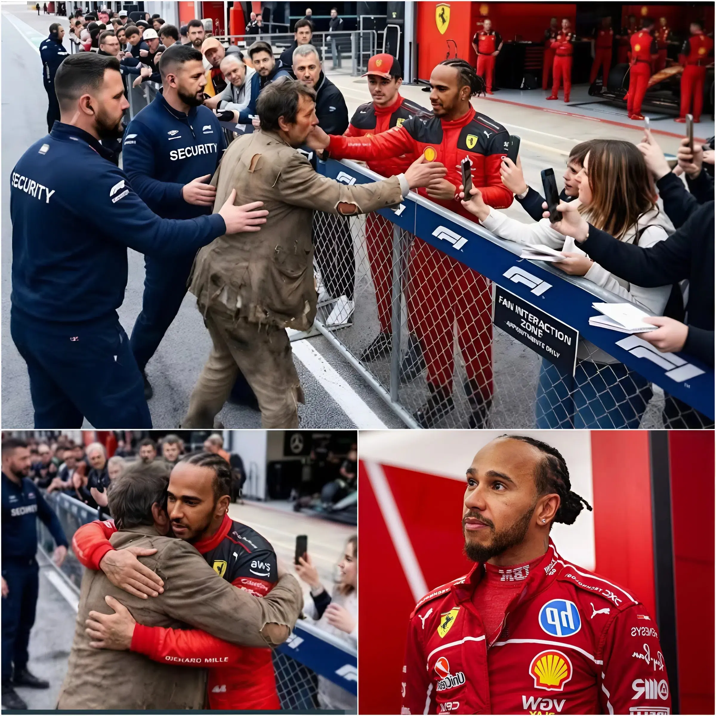 Cover Image for Security personnel stepped in to stop the man, but Lewis Hamilton calmly raised his hand and said, “