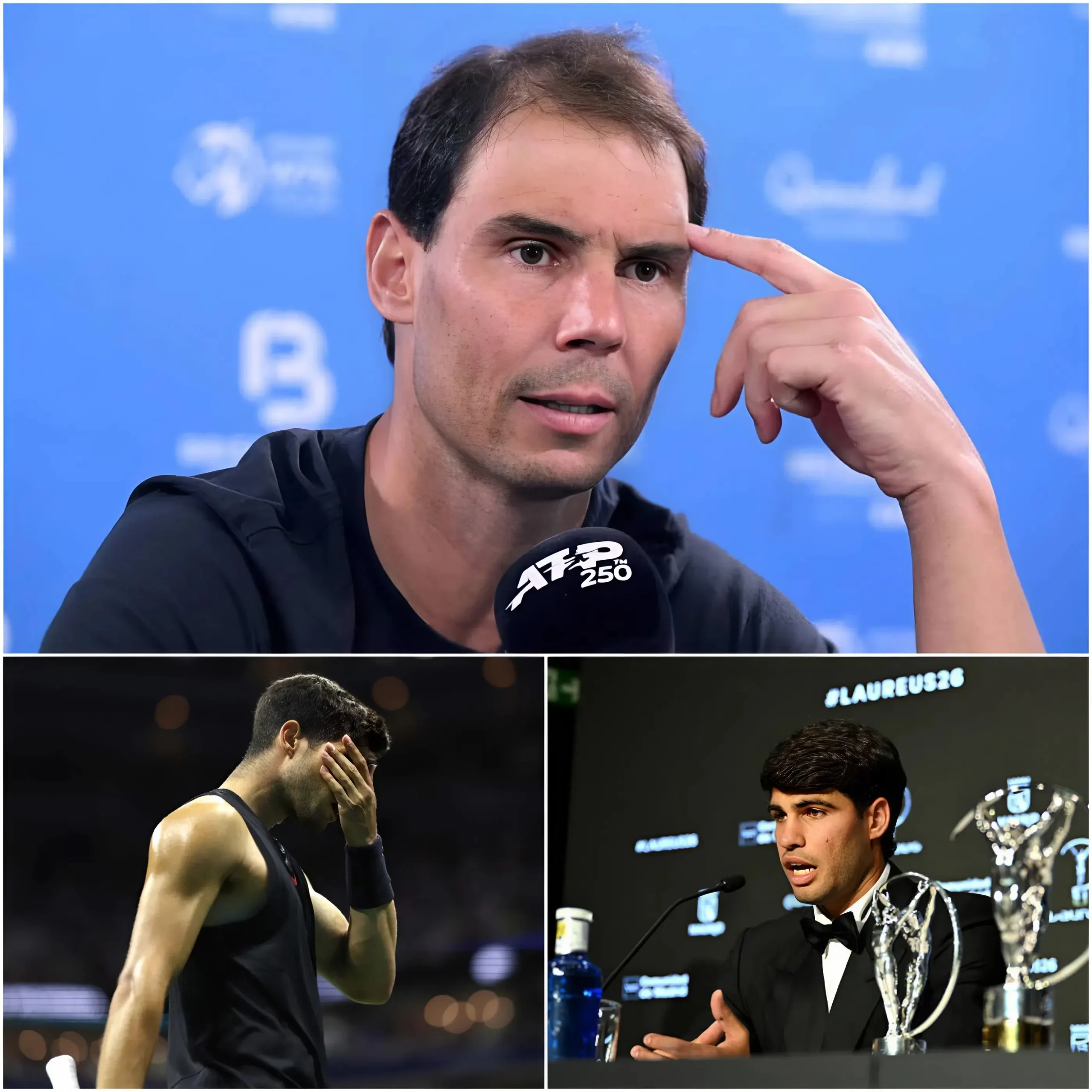 Cover Image for 🔴 BREAKING NEWS: “I think he should pay more attention to his health…” — Rafael Nadal unexpectedly made a cryptic statement after Carlos Alcaraz withdrew from the Madrid Open, sparking controversy over the demanding schedule. But what truly shocked fans wasn’t the withdrawal—but what Nadal revealed shortly afterward about his little-known overwork…