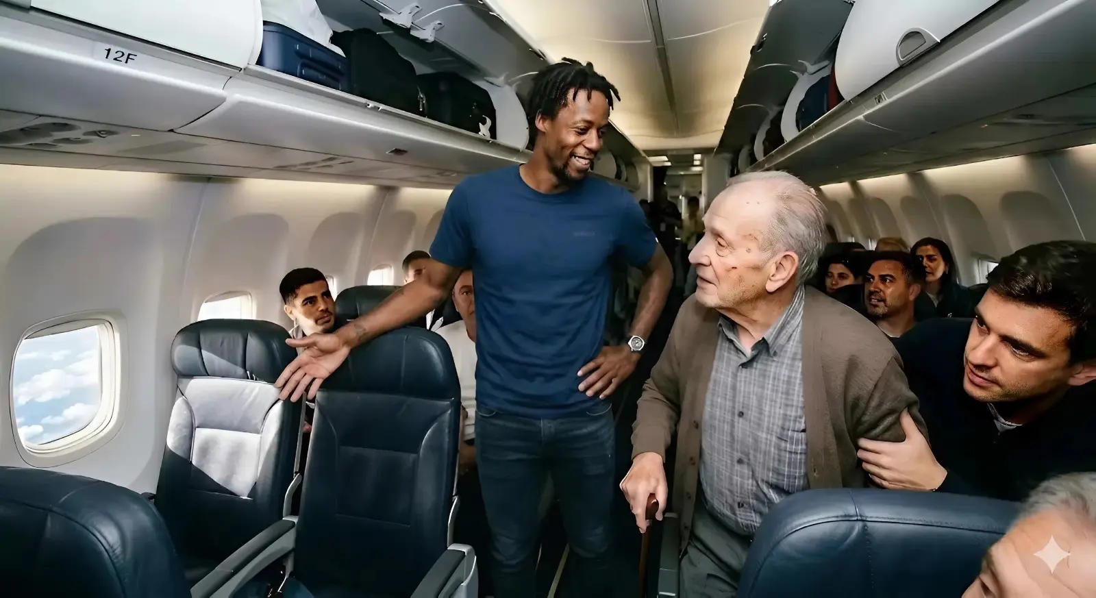 Cover Image for 🚨 DERNIÈRE MINUTE : Le monde du sport a été profondément secoué après des révélations affirmant que Gaël Monfils a stupéfait les passagers d’un vol commercial avec un geste de générosité incroyable, en cédant discrètement son siège en première classe à un vétéran âgé juste avant le décollage.