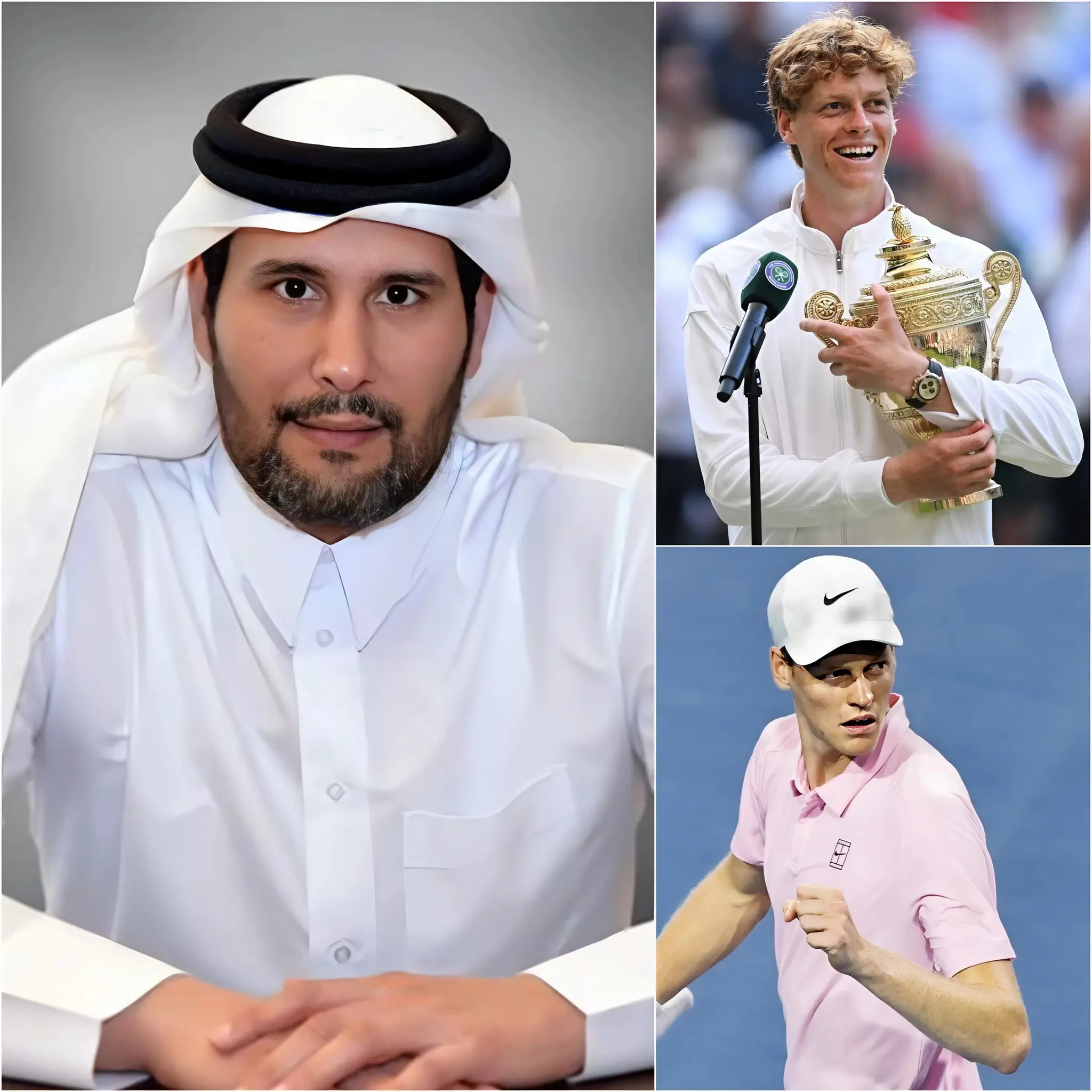 Cover Image for “FARÒ DI Jannik Sinner IL PIÙ GRANDE TENNISTA DELLA STORIA”. Il principe Jassim, il potente miliardario qatariota, ha lanciato un ambizioso progetto da miliardi per costruire attorno a Jannik Sinner una dinastia nel tennis mondiale.