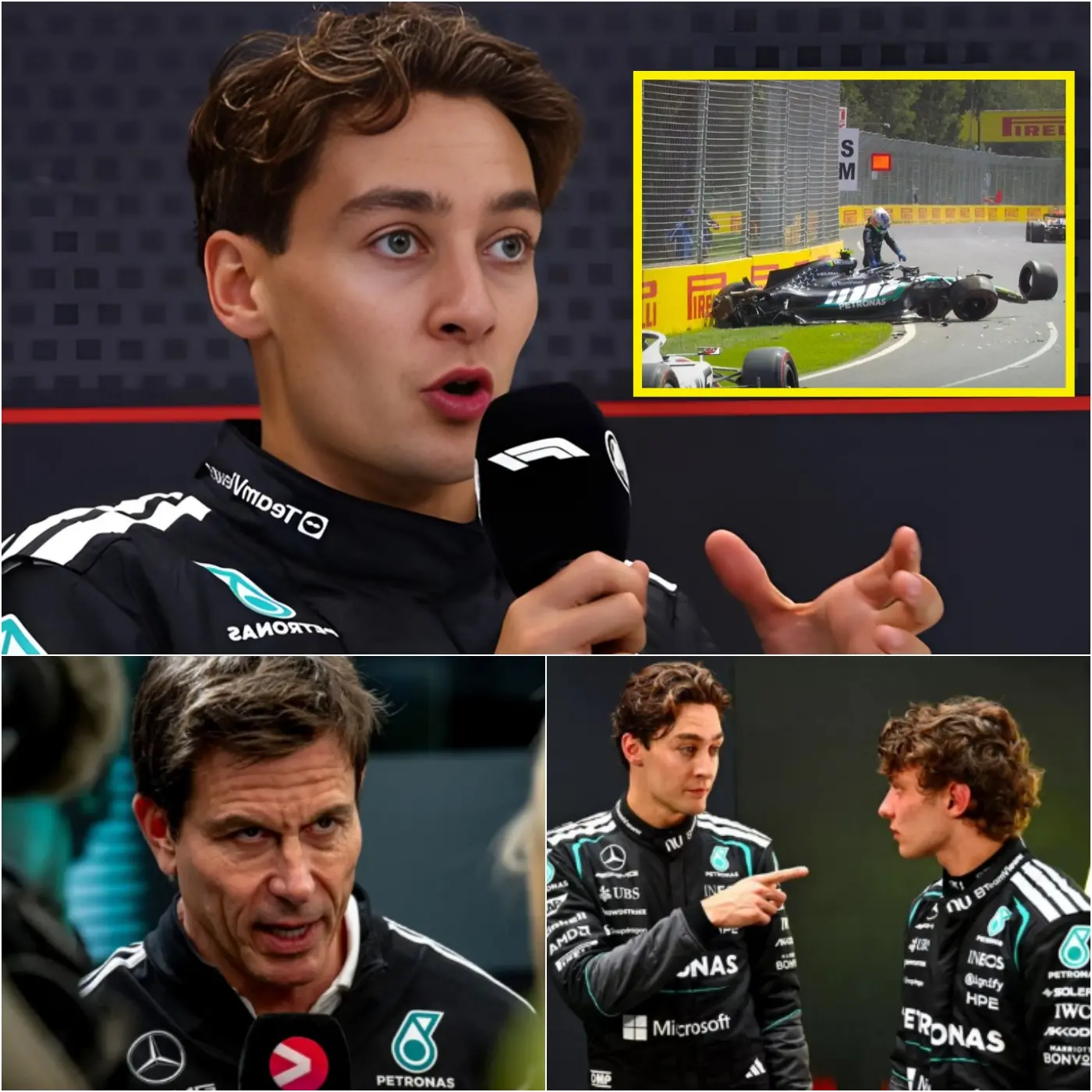 Cover Image for ÚLTIMA HORA: “Kimi Antonelli arruinó mi carrera”: George Russell finalmente rompe su silencio y revela secretos impactantes que supuestamente ocultaba el jefe de Mercedes-F1… ¡dejando a los fans completamente atónitos! 👇