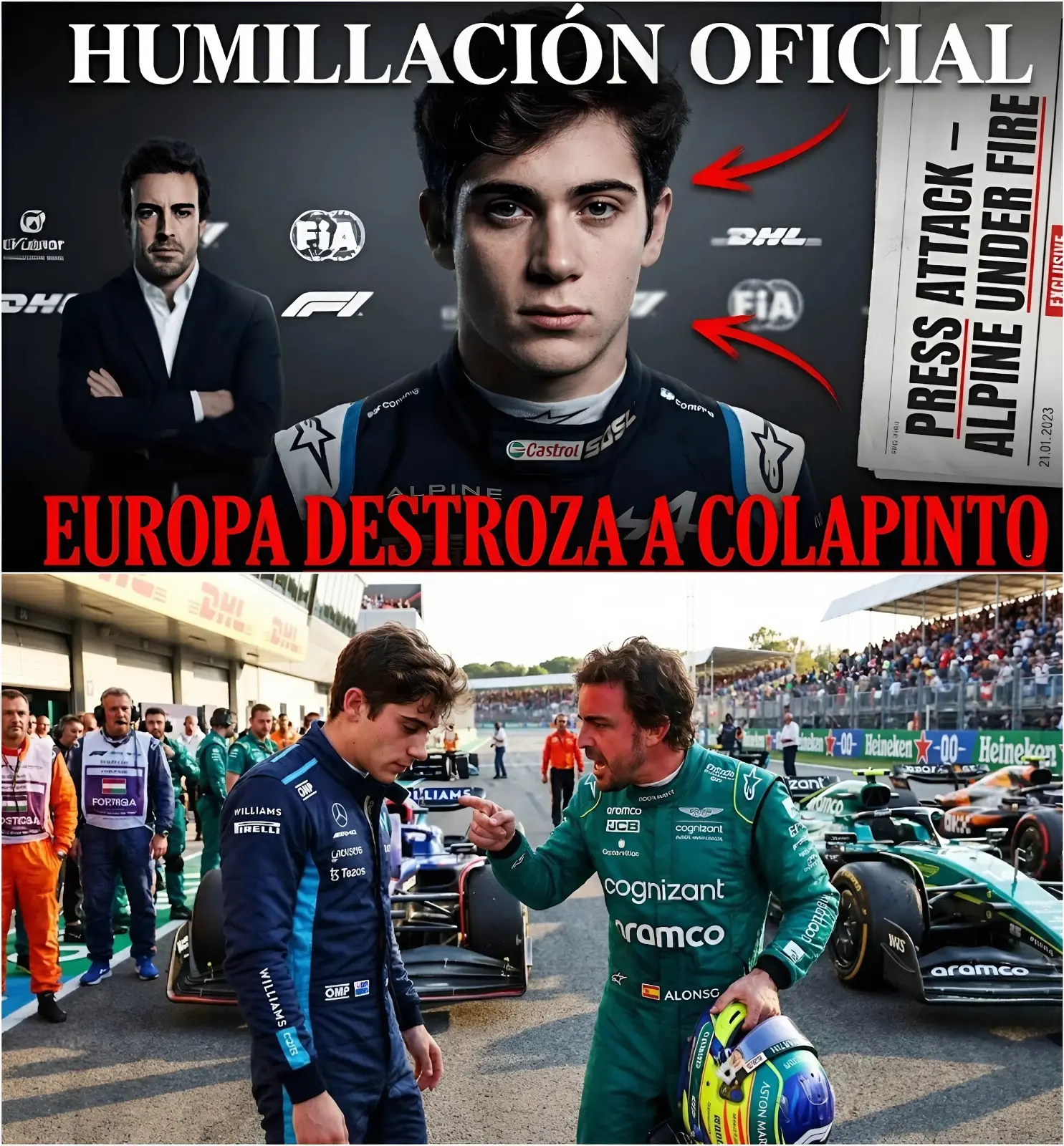 Cover Image for 💥📢 ¡EXPLOTÓ ALONSO! EL FEROZ ATAQUE DEL JEFE DE LA F1 CONTRA FRANCO COLAPINTO: ES OFICIAL HOY YA