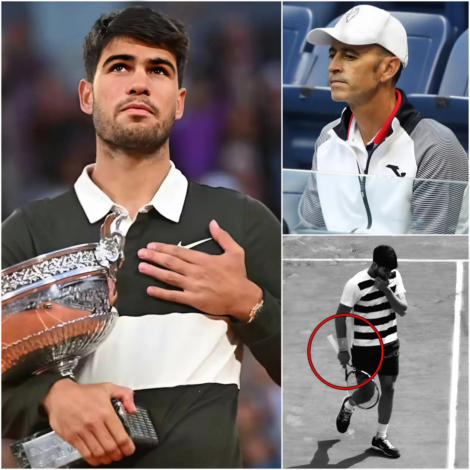 Cover Image for HACE SOLO 10 MINUTOS, Carlos Alcaraz ha sacudido a TODO el mundo del tenis al anunciar de forma repentina su retirada de los torneos de Roma y Roland Garros, ¡incluso enfrentando el serio riesgo de perderse Wimbledon tras la lesión en la muñeca derecha sufrida en un partido reciente!