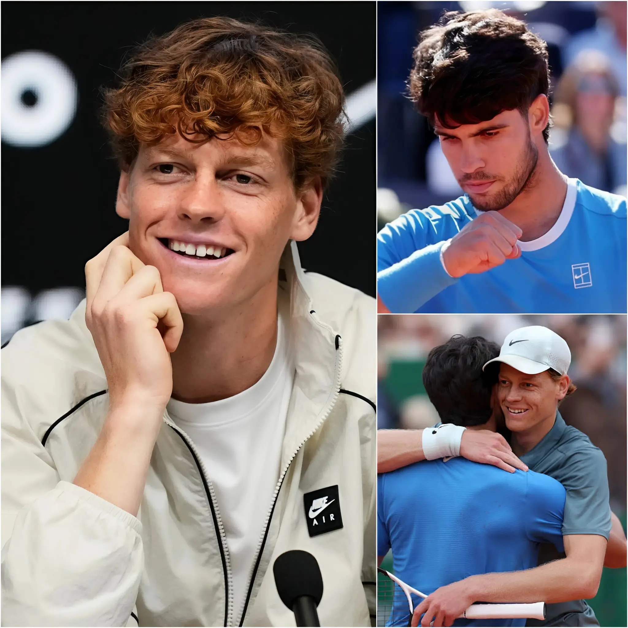 Cover Image for IL Y A 30 MINUTES 🚨 Jannik Sinner a exprimé sa profonde solidarité immédiatement après l’annonce du retrait officiel de Carlos Alcaraz du tournoi en raison d’une blessure au poignet. Cette nouvelle a bouleversé tout le monde du tennis et a laissé de nombreux fans à travers le monde avec un sentiment de regret.