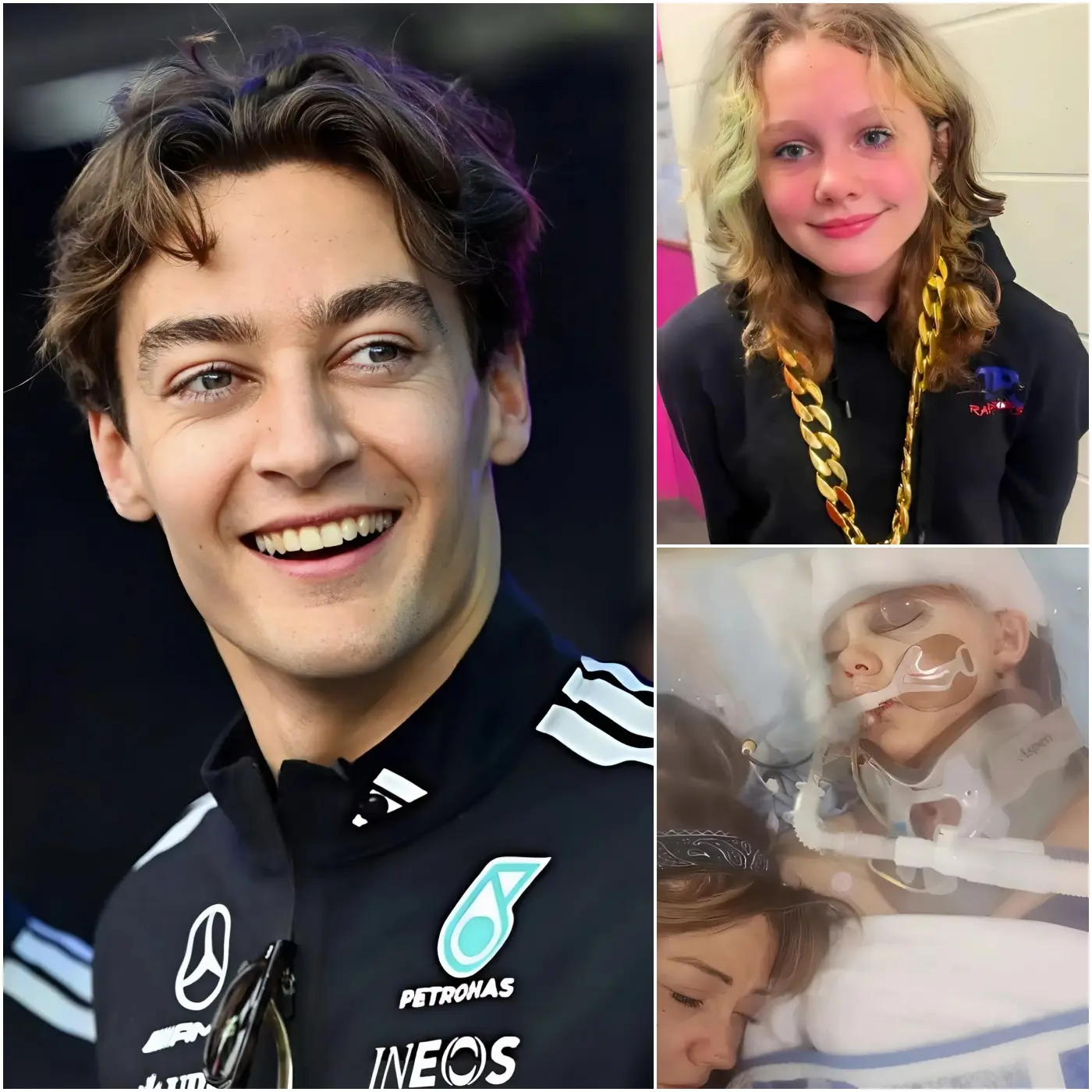 Cover Image for 💝 “I will cover all medical costs for the girl and her family, thank you for not giving up…” The 3:45 a.m. phone call received by George Russell was not about a contract or a victory, but a desperate plea from a young life: Maya Gebala, a 12-year-old girl who became a hero in a life-or-death moment.