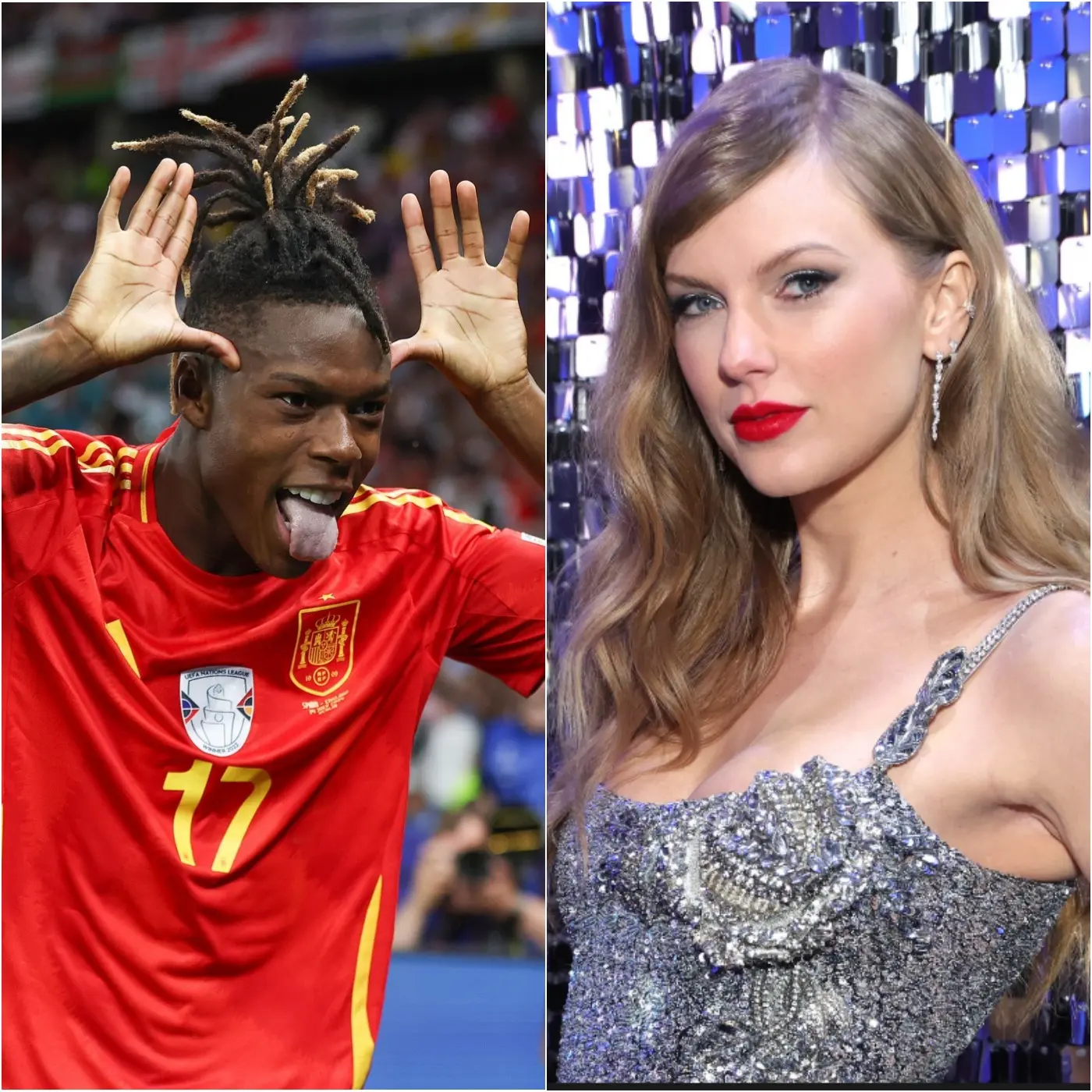 Cover Image for La reina del pop Taylor Swift ha conmocionado al mundo al anunciar su intención de invitar a la joven estrella del Athletic Club de Bilbao, Nico Williams, a participar en la campaña “Nike Smash Future”,