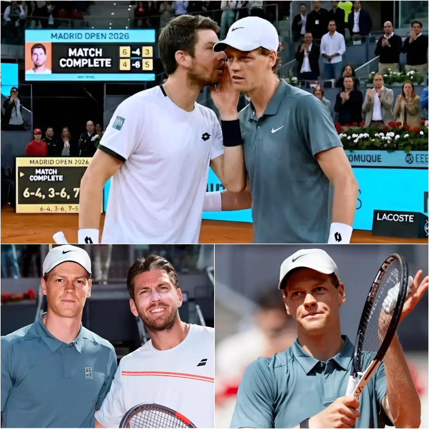 Cover Image for 🚨 MOMENTO SHOCK AL MADRID OPEN 2026: Subito dopo che Jannik Sinner ha chiuso la partita con un punteggio schiacciante