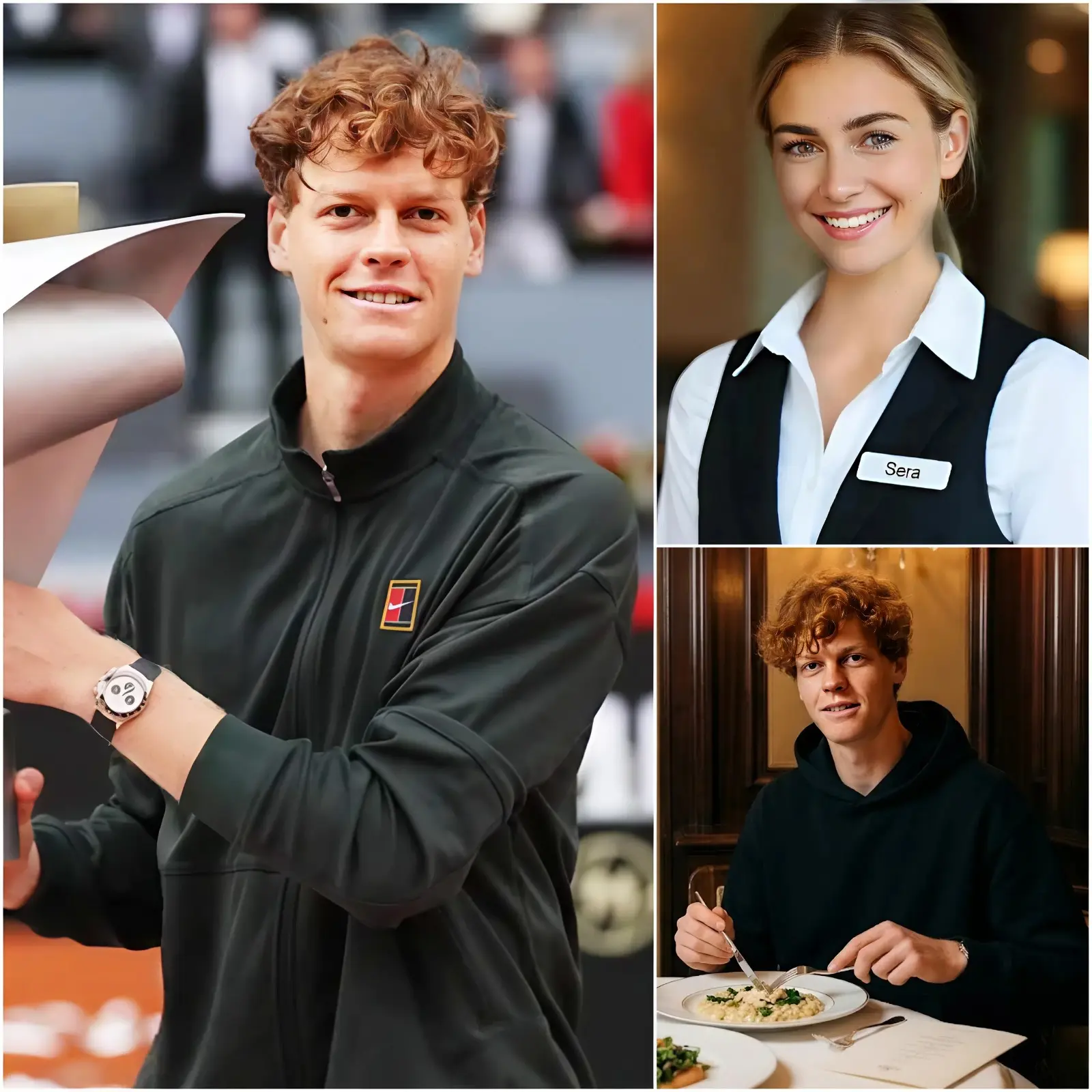Cover Image for MOMENT ÉMouvant APRÈS LE MADRID OPEN — Sera, une serveuse de 22 ans dans un restaurant à Madrid, n’avait aucune idée que le jeune homme discret qu’elle servait était en réalité Jannik Sinner — le tout nouveau champion du Madrid Open 2026, couronné seulement quelques heures plus tôt.