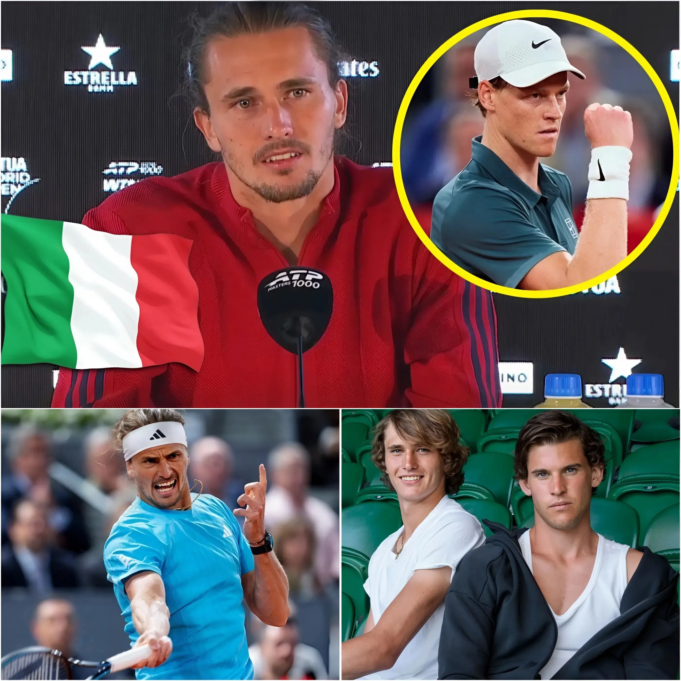 Cover Image for 🎾 Dichiarazione clamorosa nel mondo del tennis! Le parole inaspettate di Alexander Zverev stanno scuotendo tutti gli appassionati. Il campione ha rilasciato un’intervista sorprendente, ammettendo una verità ormai innegabile: “Nessuno può battere Sinner”.