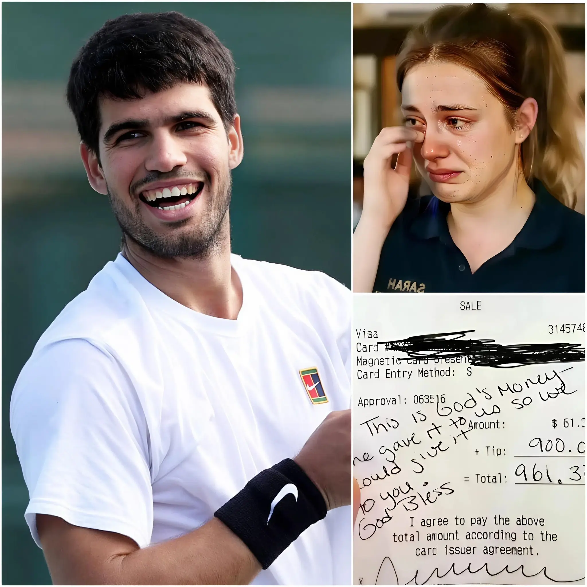 Cover Image for ❤️ SPECIAL MOMENT — Sera, a 22-year-old waitress, had no idea that the quiet customer she was serving was actually Carlos Alcaraz, one of the best tennis players in the world. Without making any fuss or drawing attention to himself, he chose to introduce himself simply, enjoying his meal like any ordinary person.