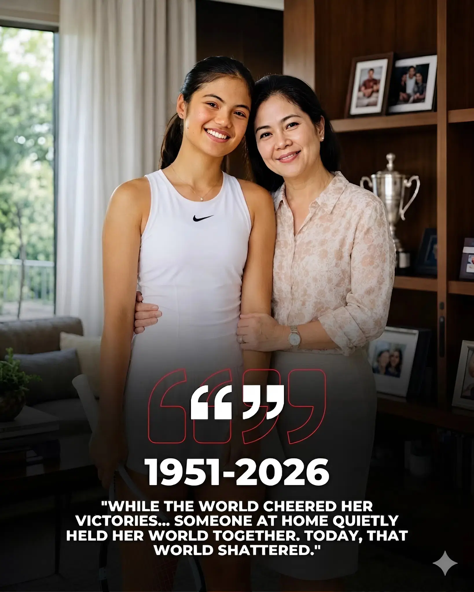 Cover Image for 💔 Sad news from Emma Raducanu. Just moments ago, Emma shared the heartbreaking loss of her long-time family helper — a woman who was far more than staff, as she was considered family, a second mother, and someone who quietly supported Emma throughout her journey to becoming one of the most prominent figures in world tennis. 🕊️