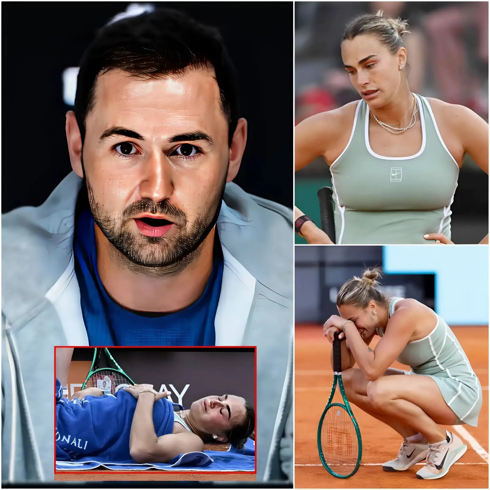 Cover Image for 💔 TRISTE NOUVELLE : « Elle risque de ne plus jamais pouvoir rejouer au tennis… sinon le prix à payer sera irréversible ! » — L’entraîneur Anton Dubrov a éclaté en sanglots lors d’une conférence de presse d’urgence, seulement 10 minutes après qu’Aryna Sabalenka a subi une blessure terrifiante et a été forcée d’abandonner l’Italian Open.