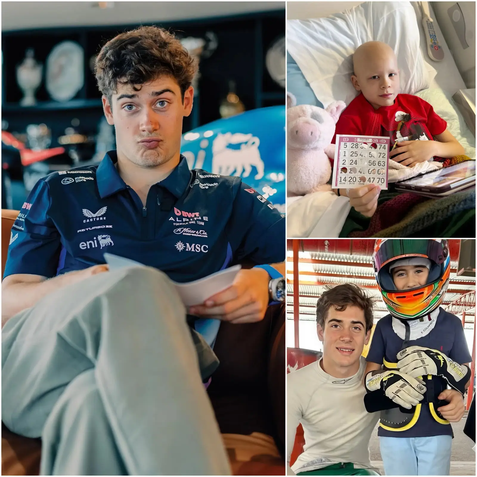 Cover Image for 🔥 MOMENTO QUE ROMPE EL CORAZÓN 🔥 Un niño de tan solo 7 años, que lucha con valentía contra un agresivo tumor cerebral maligno, expresó su último deseo antes de que su frágil salud empeorara: poder hablar por teléfono con su gran héroe, el piloto de Fórmula 1 Franco Colapinto.