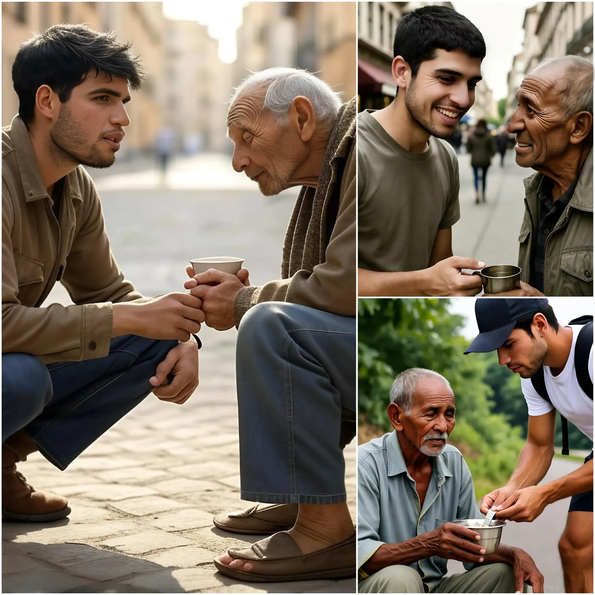 Cover Image for 💔🔥 5 MINUTES AGO: On an almost deserted street, a homeless man approached Carlos Alcaraz, trembling, and whispered: “Could you help me with just a coin…?”