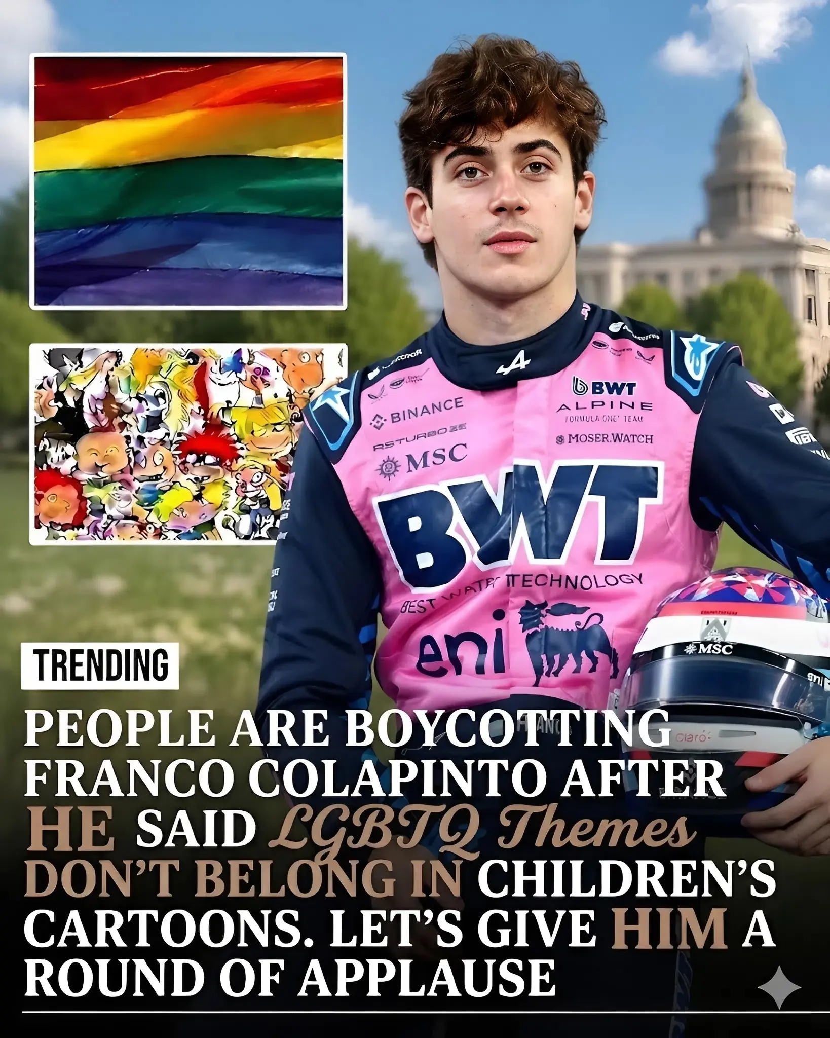 Cover Image for 🚨 NOTICIA DE ÚLTIMA HORA: Una ola de reacciones intensas ha estallado después de que el piloto Franco Colapinto declarara que los niños no deberían estar expuestos a contenidos de animación con temática LGBTQ.