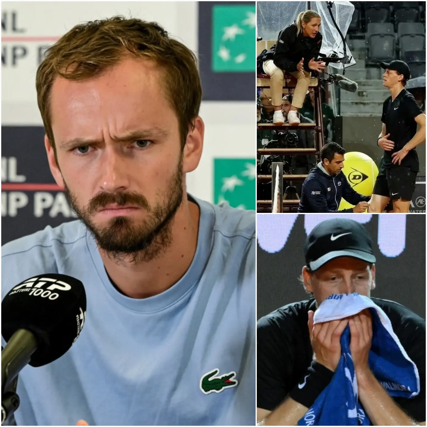 Cover Image for “STA FINGENDO I CRAMPI PER RUBARE LA PARTITA!” – Medvedev esplode contro Sinner e accusa l’ATP di corruzione