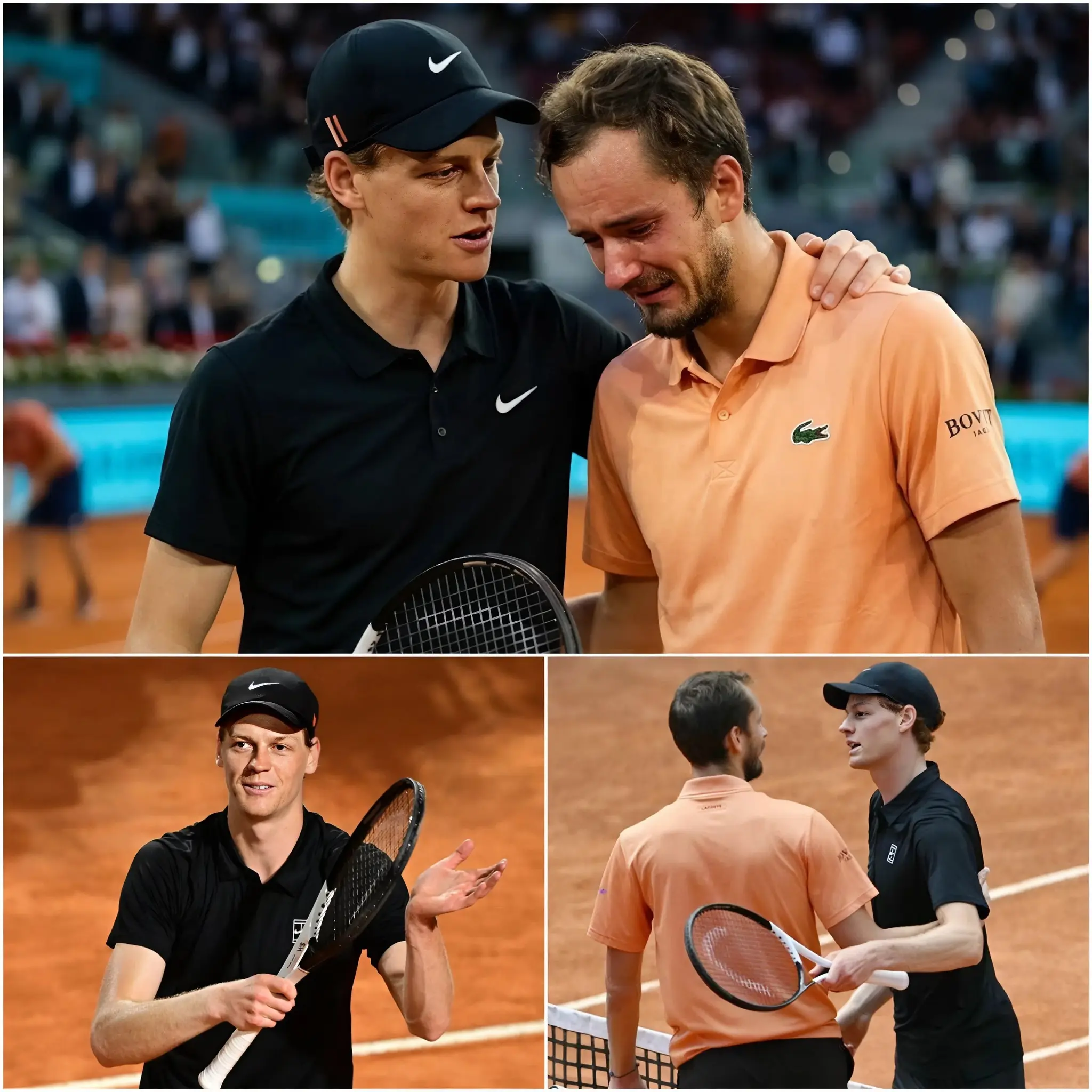 Cover Image for 🎾💔“Support him, he didn’t do anything wrong.” Following the defeat in the Italian Open semi-finals, Daniil Medvedev unexpectedly exploded with fury and frustration, throwing harsh words at his rival Jannik Sinner.