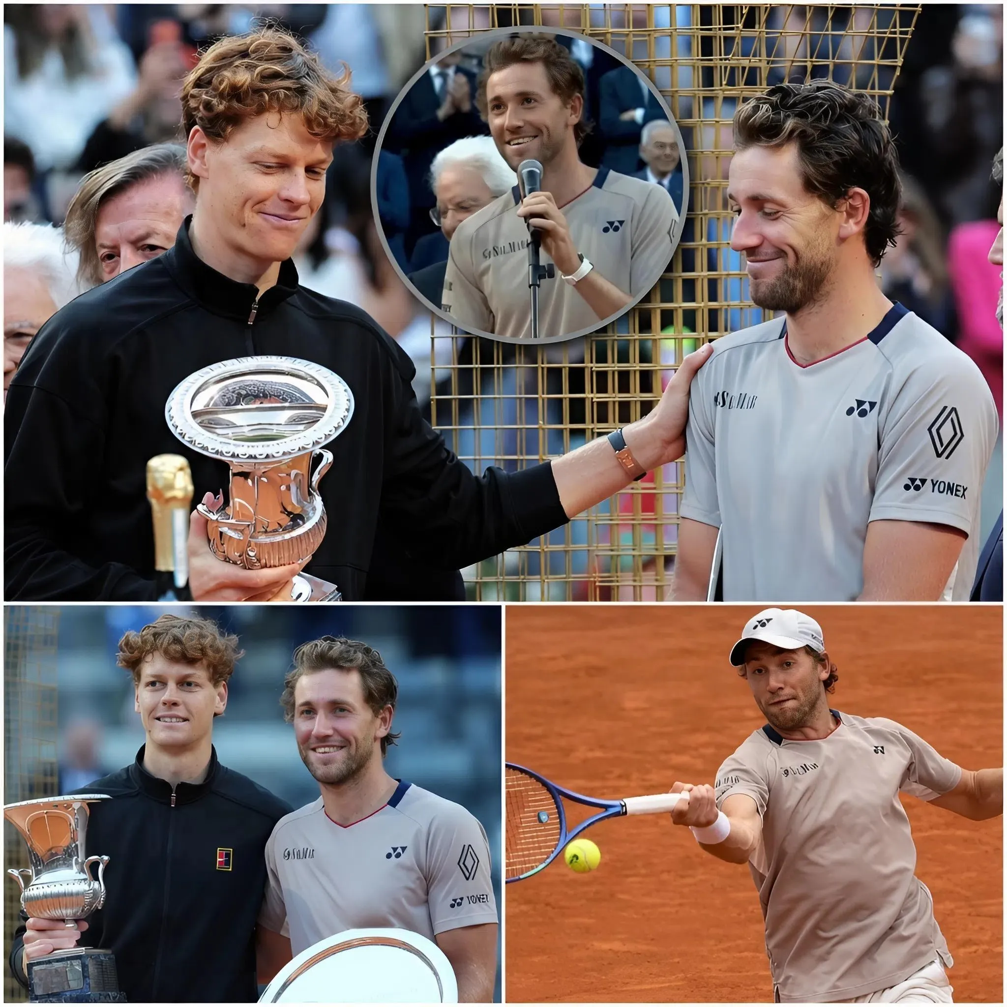 Cover Image for 💝🎾“Verte jugar es un verdadero honor” En un momento que conmovió a todos en el Foro Itálico, Casper Ruud le entregó un mensaje increíblemente sentido a Jannik Sinner después de la emotiva victoria del italiano en casa en la final del Abierto de Roma.