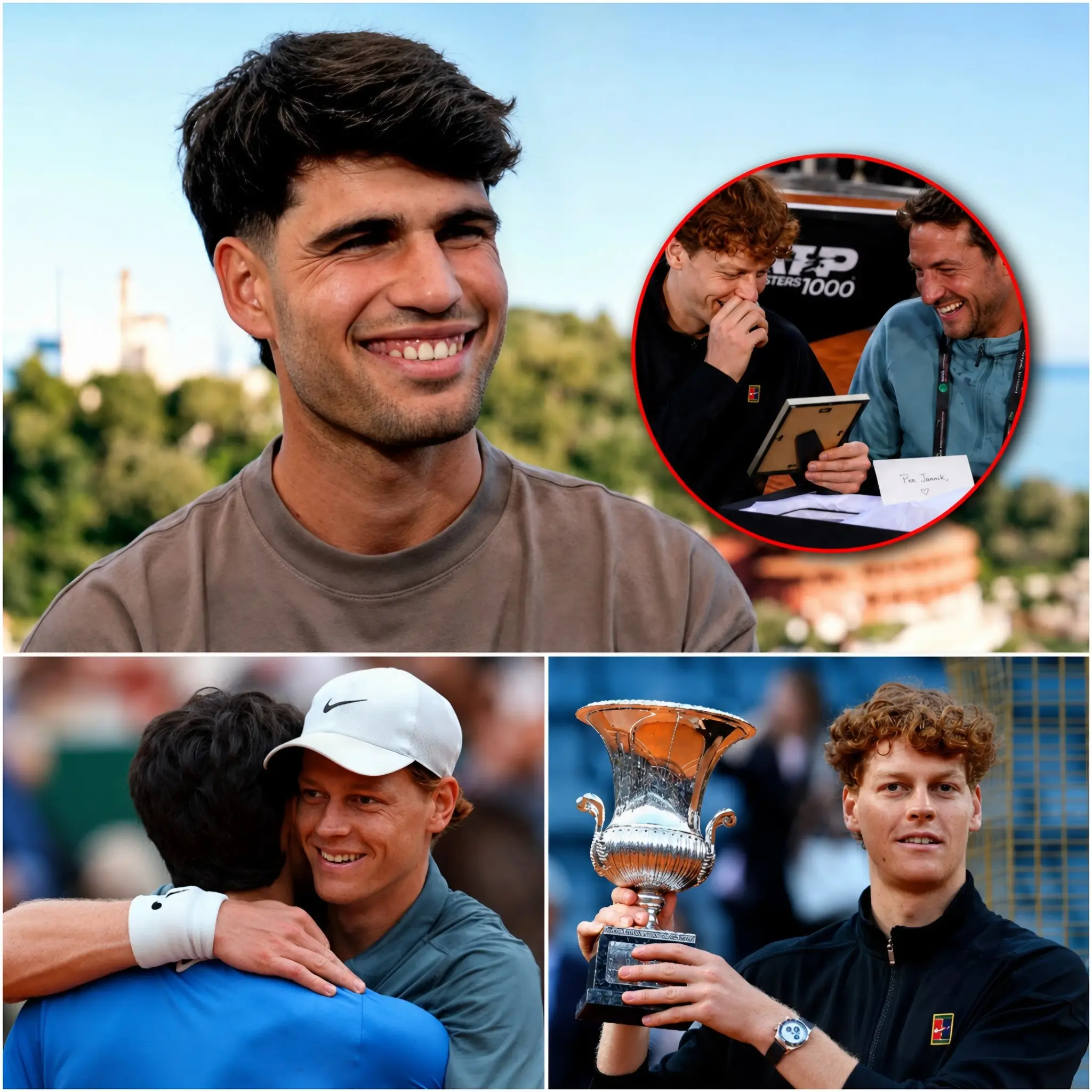Cover Image for 💝🎾 “You deserve all of this, Jannik…” Just a few hours ago, Carlos Alcaraz shared an incredibly emotional message for his biggest rival — and close friend — Jannik Sinner following his journey to the Rome Open title. “You don’t just play like a champion… you behave like one too.”