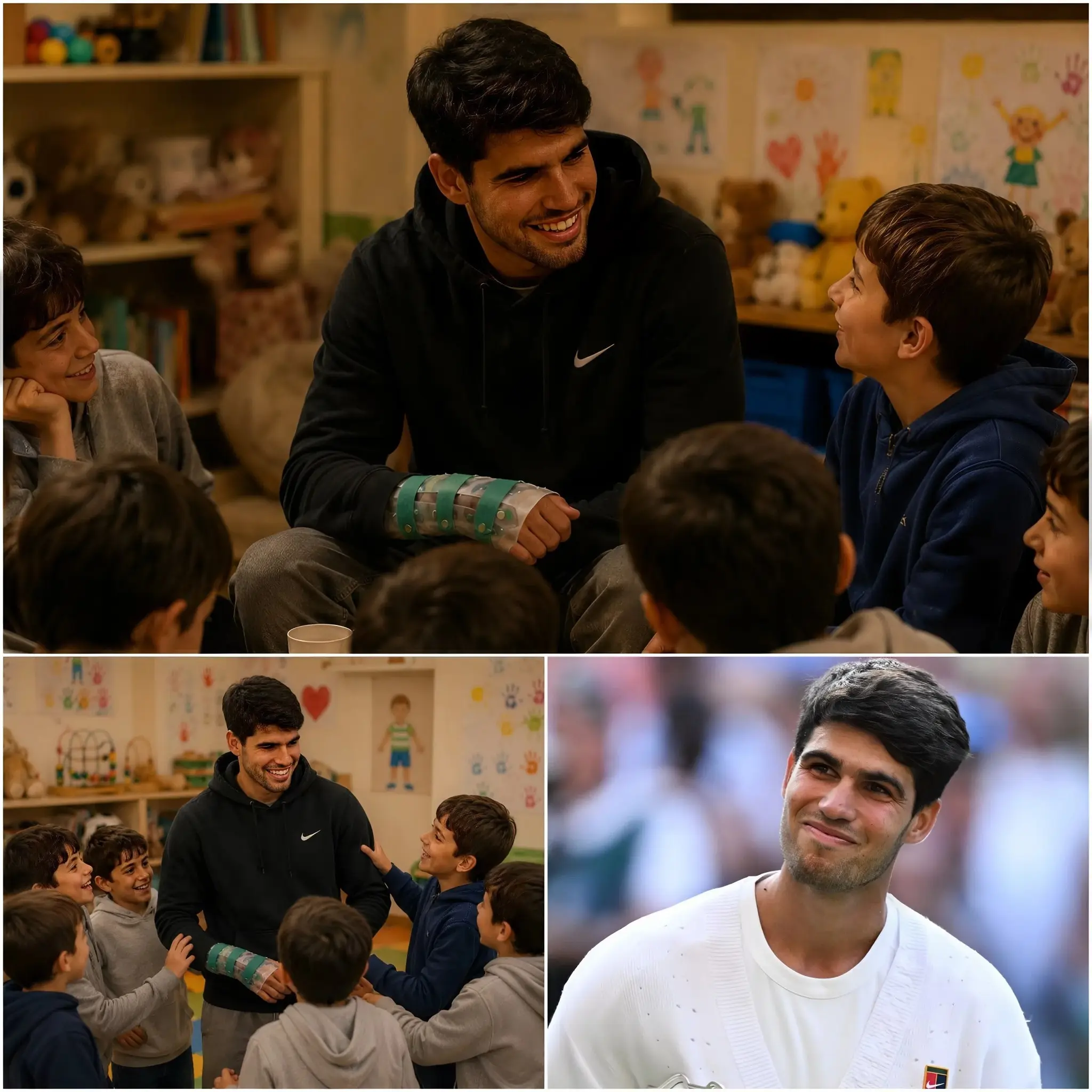 Cover Image for 1.039 NO FUSS, NO STAGE LIGHTS… While the whole world was talking about Carlos Alcaraz’s wrist injury and his absence from the courts, the Spanish tennis player discreetly appeared in an unexpected place: a small orphanage on the outskirts of Madrid. ❤️