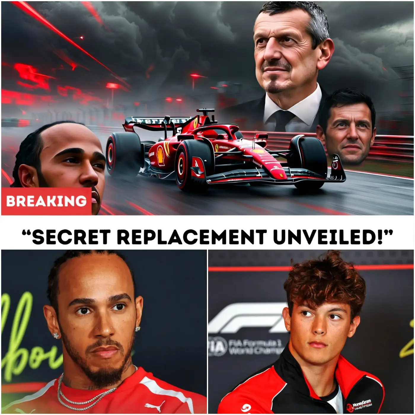 Cover Image for 🚨😲 Guenther Steiner has sparked controversy with a bold statement to Ferrari, claiming that “21-year-old gem” Oliver Bearman is already ready to directly challenge — and potentially take — the seat of Lewis Hamilton.