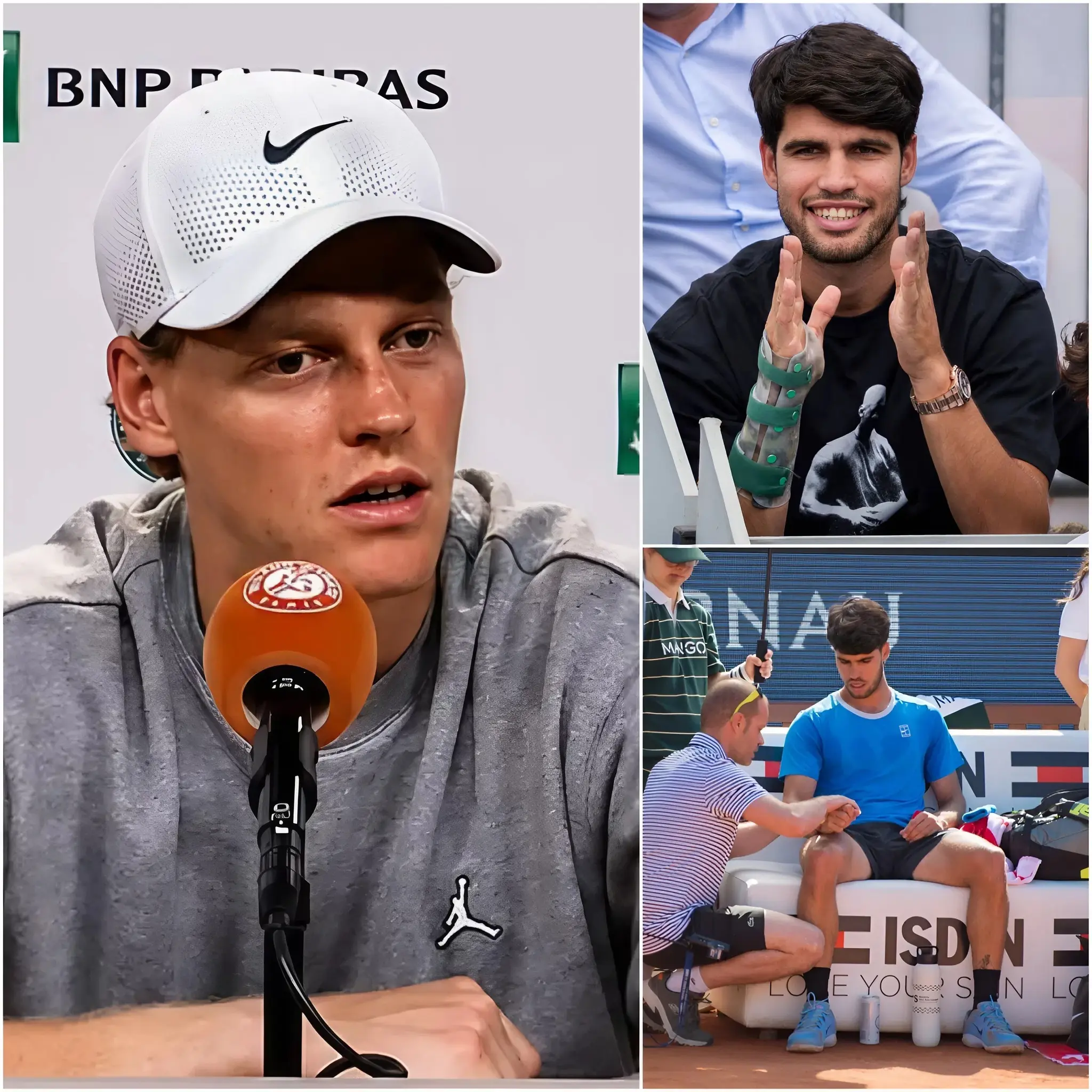 Cover Image for 🎾 « ASSEZ ! SI VOUS ÊTES SI FORTS, ALLEZ JOUER VOUS-MÊMES SUR LE COURT ! » — le numéro un mondial Jannik Sinner a explosé dans une colère incontrôlable après une vague de critiques jugées injustes visant Carlos Alcaraz, qui a été contraint de se retirer du tournoi en raison d’une blessure après le Rome Open 2026.